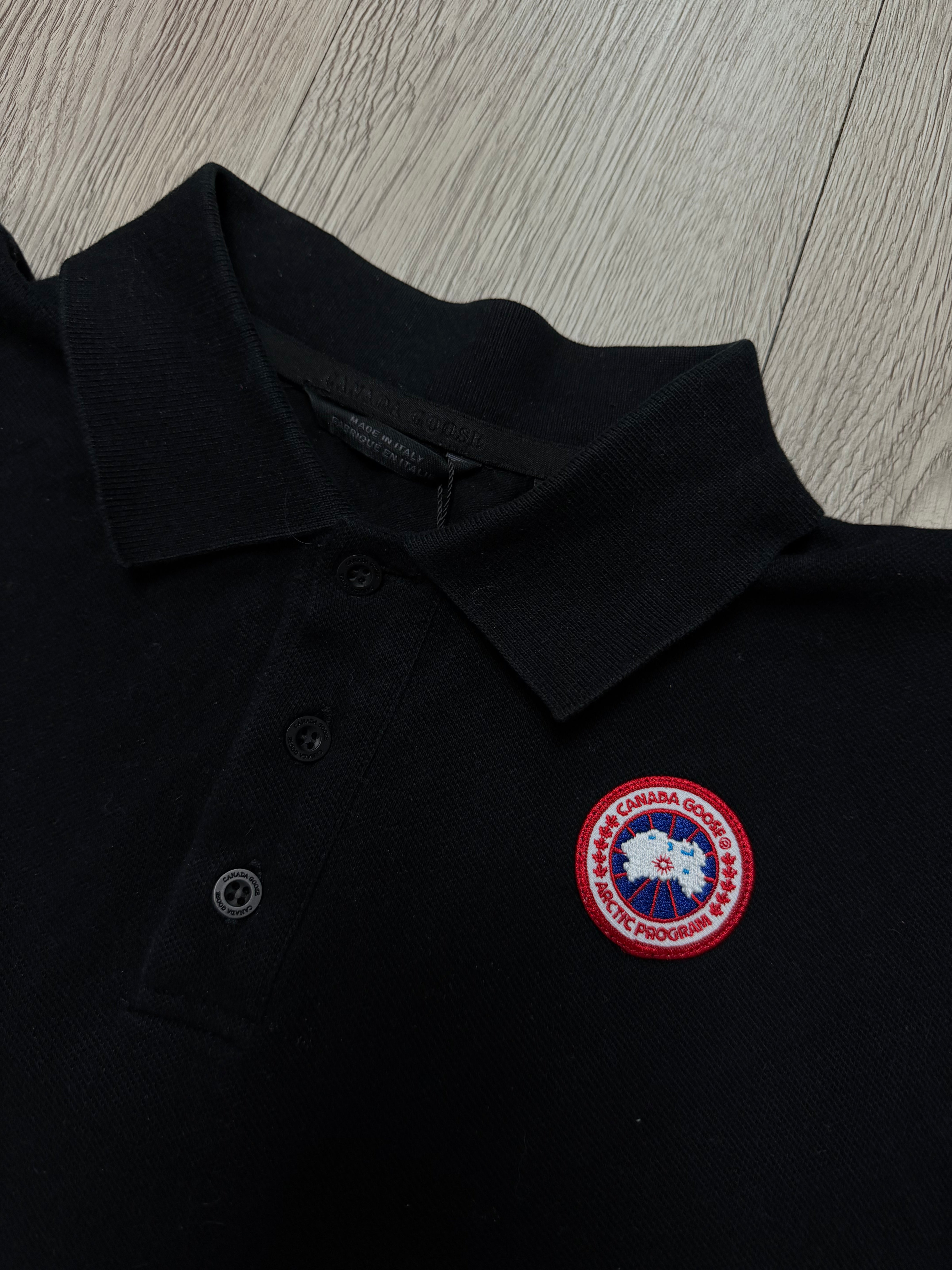 Canada Goose Black Red Logo Polo Shirt