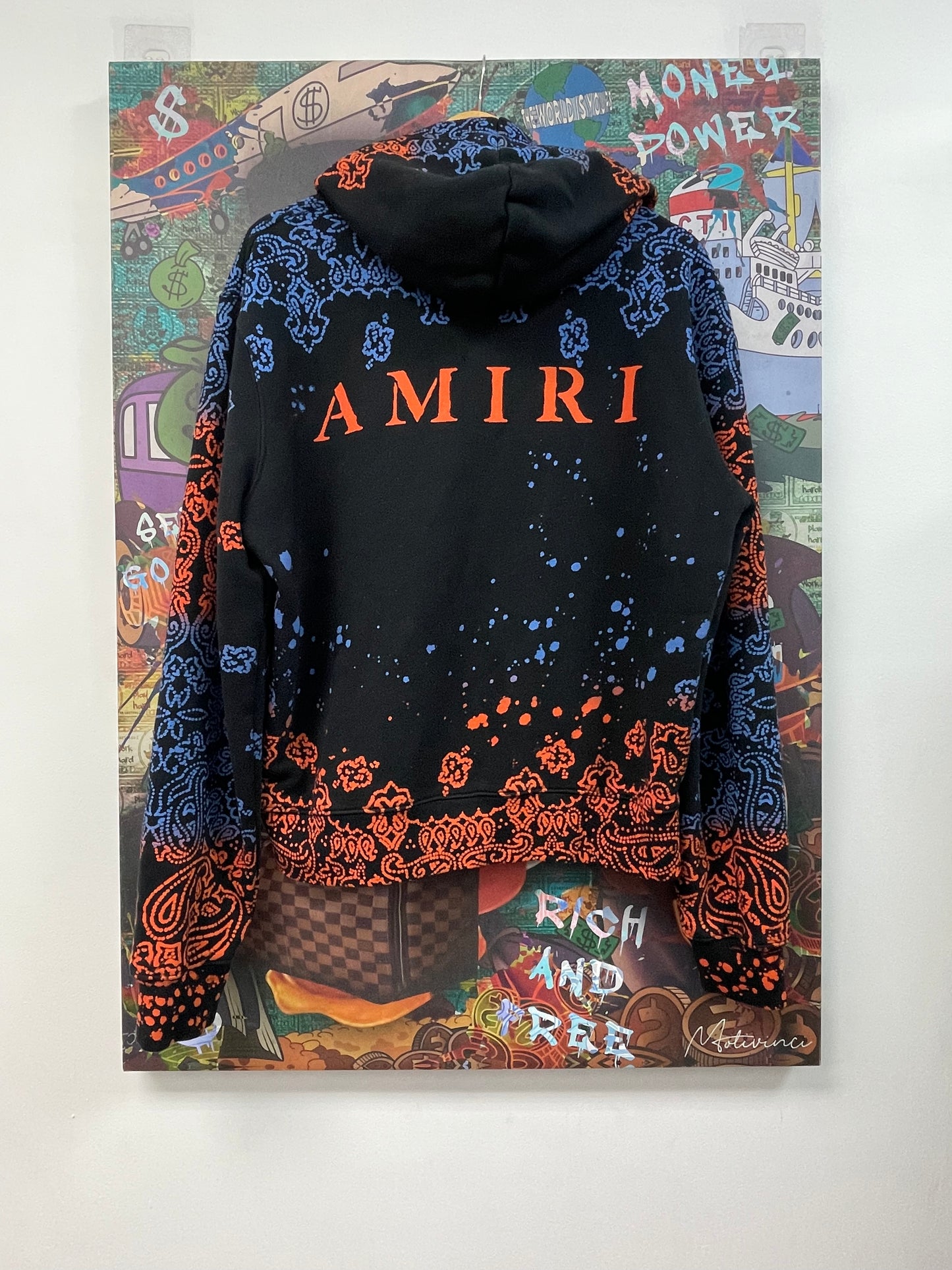 Amiri MA Blue Orange Paisley Hoodie