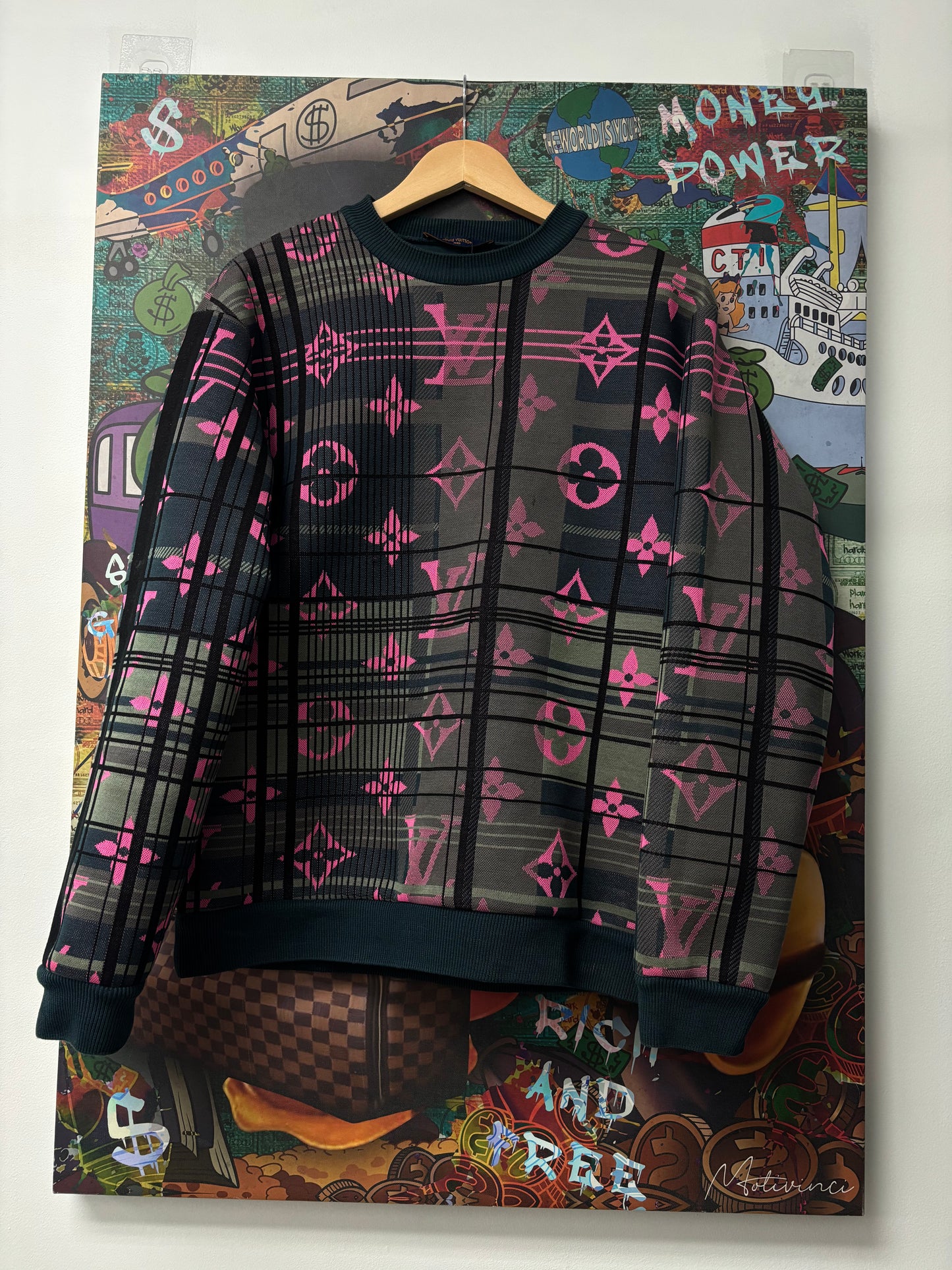 Louis Vuitton Navy Pink Monogram Crewneck