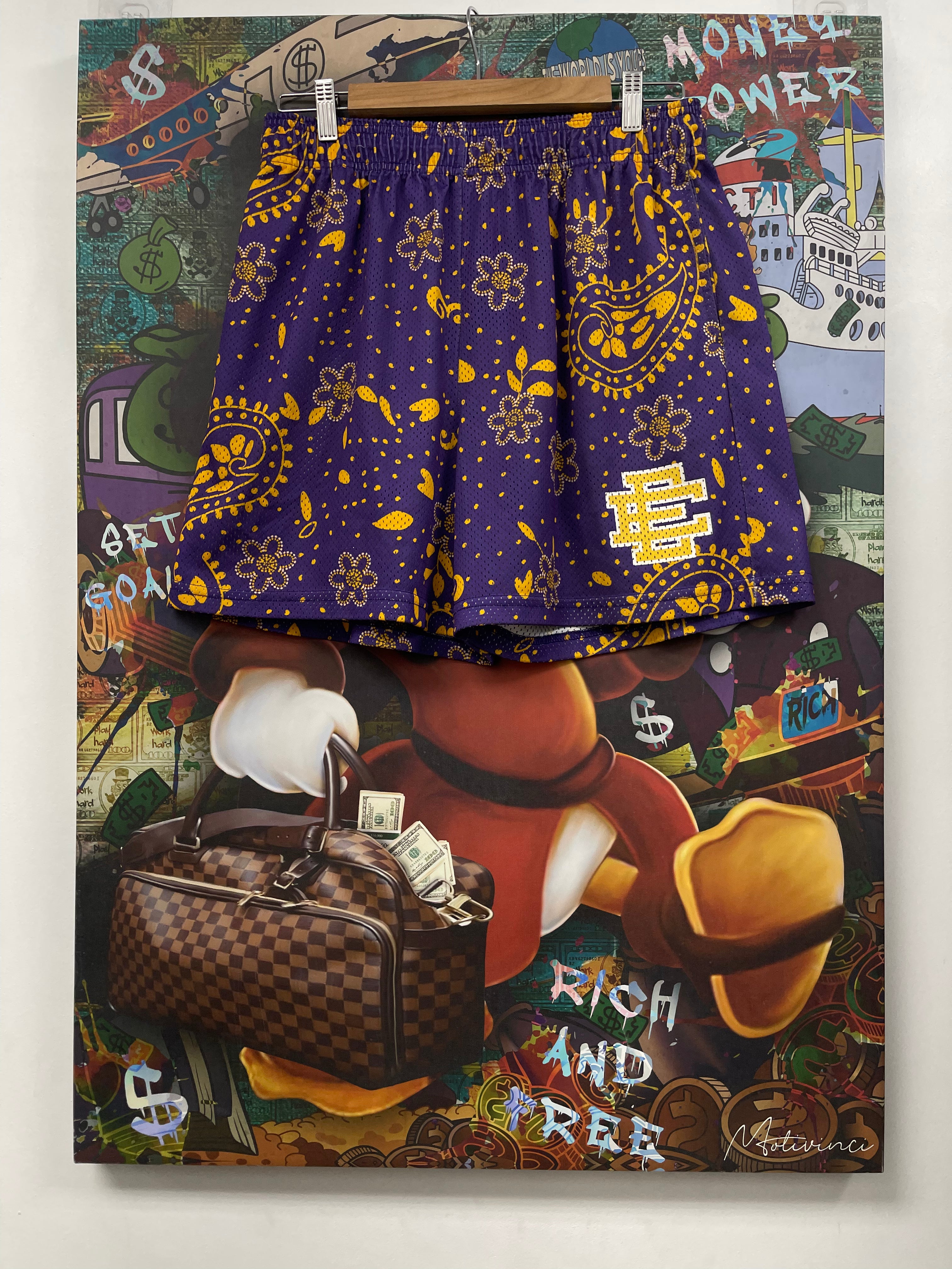 Eric Emanuel Purple Yellow Paisley Shorts