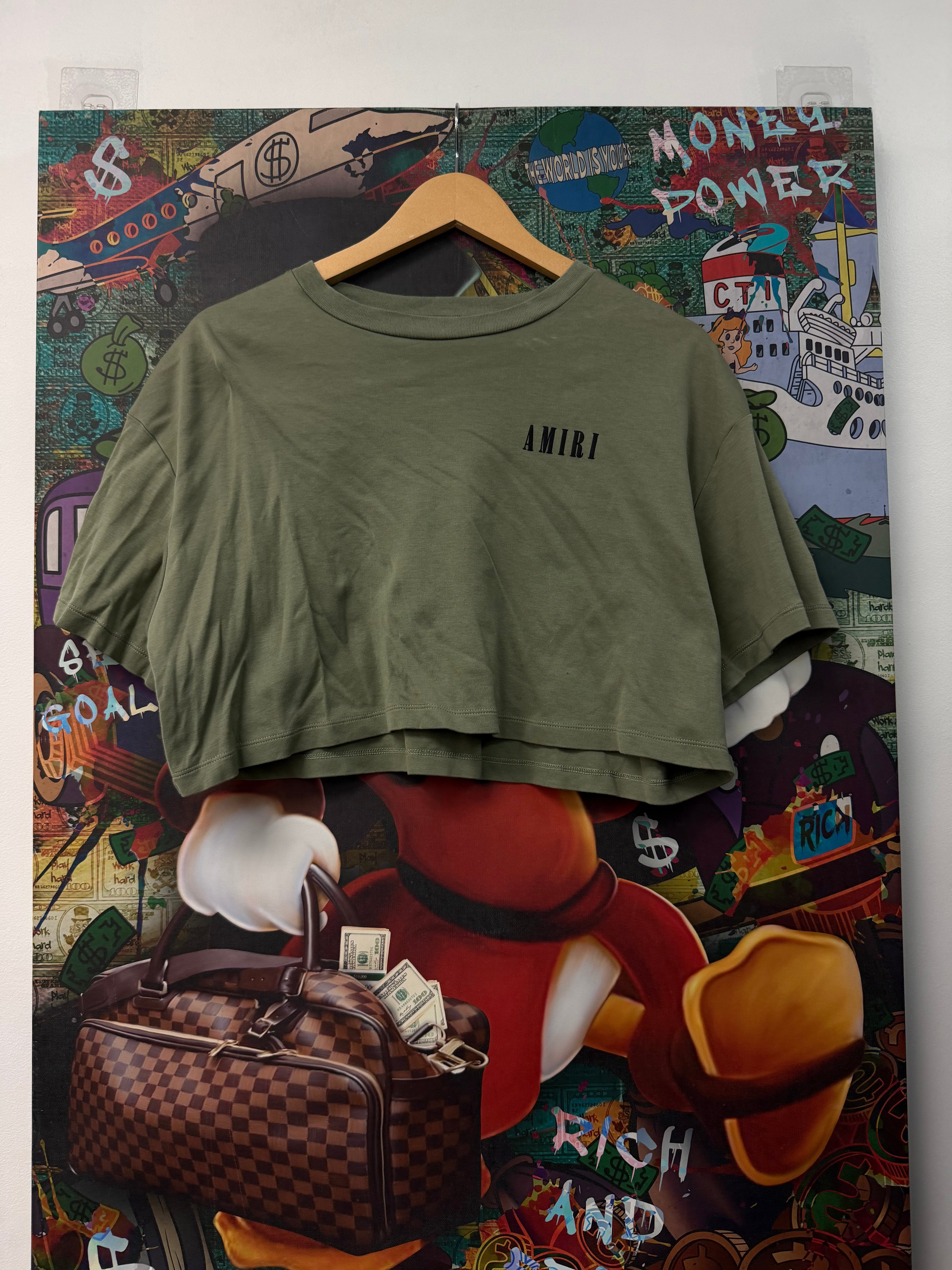 Amiri Olive Black Cropped Tee