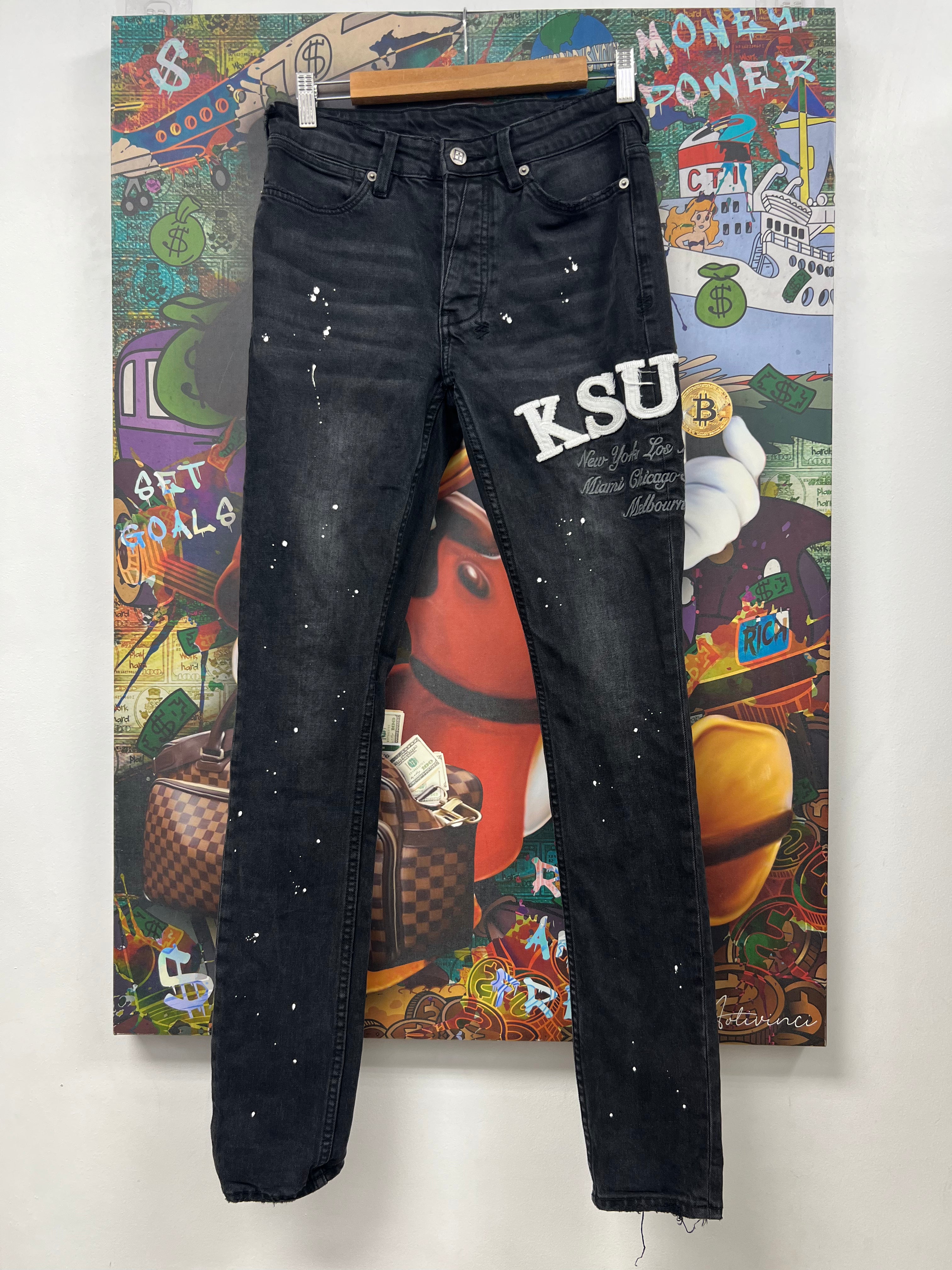 Ksubi Black Varsity Patch Jeans