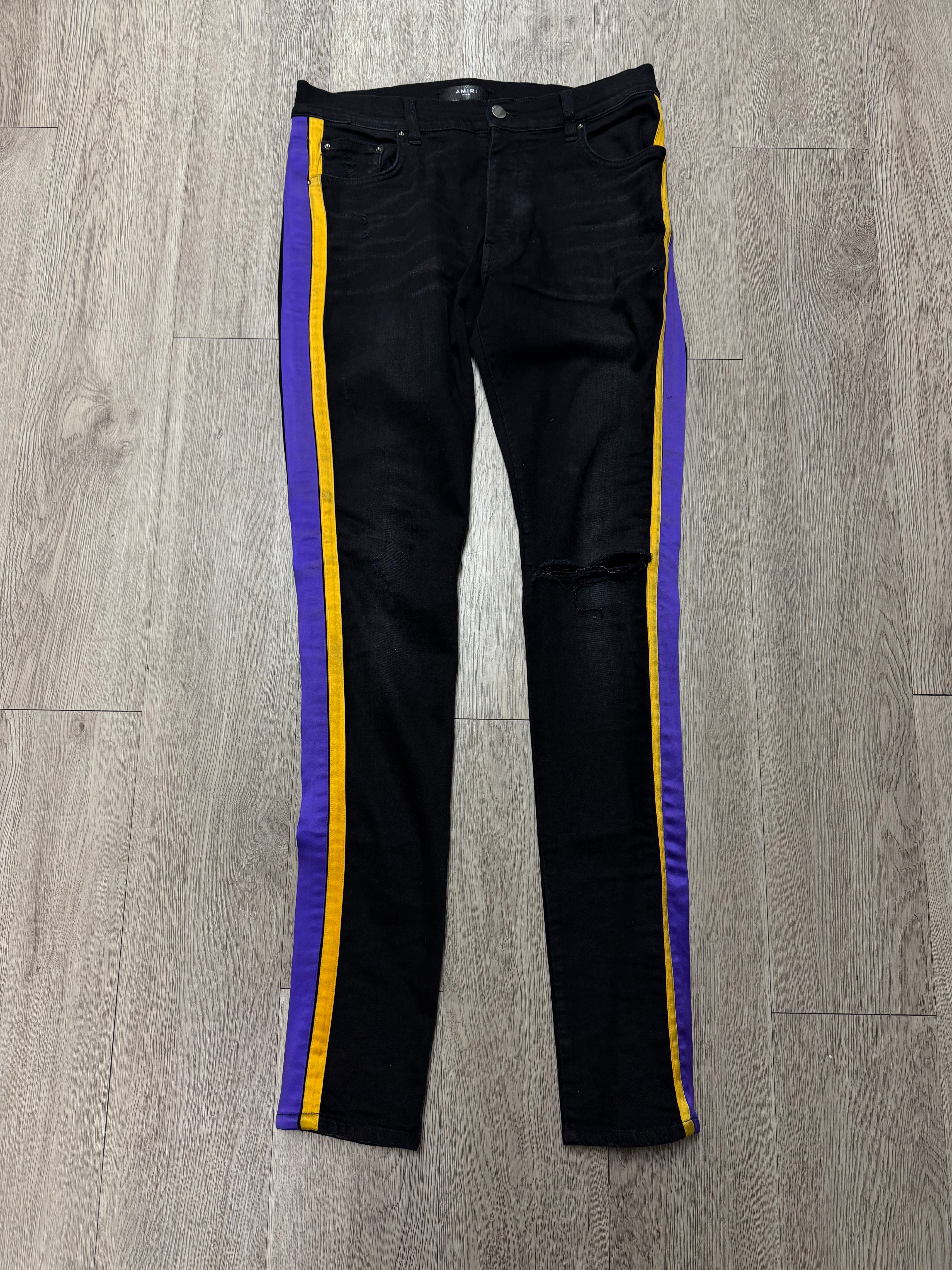 Amiri Black Lakers Stripe Jeans