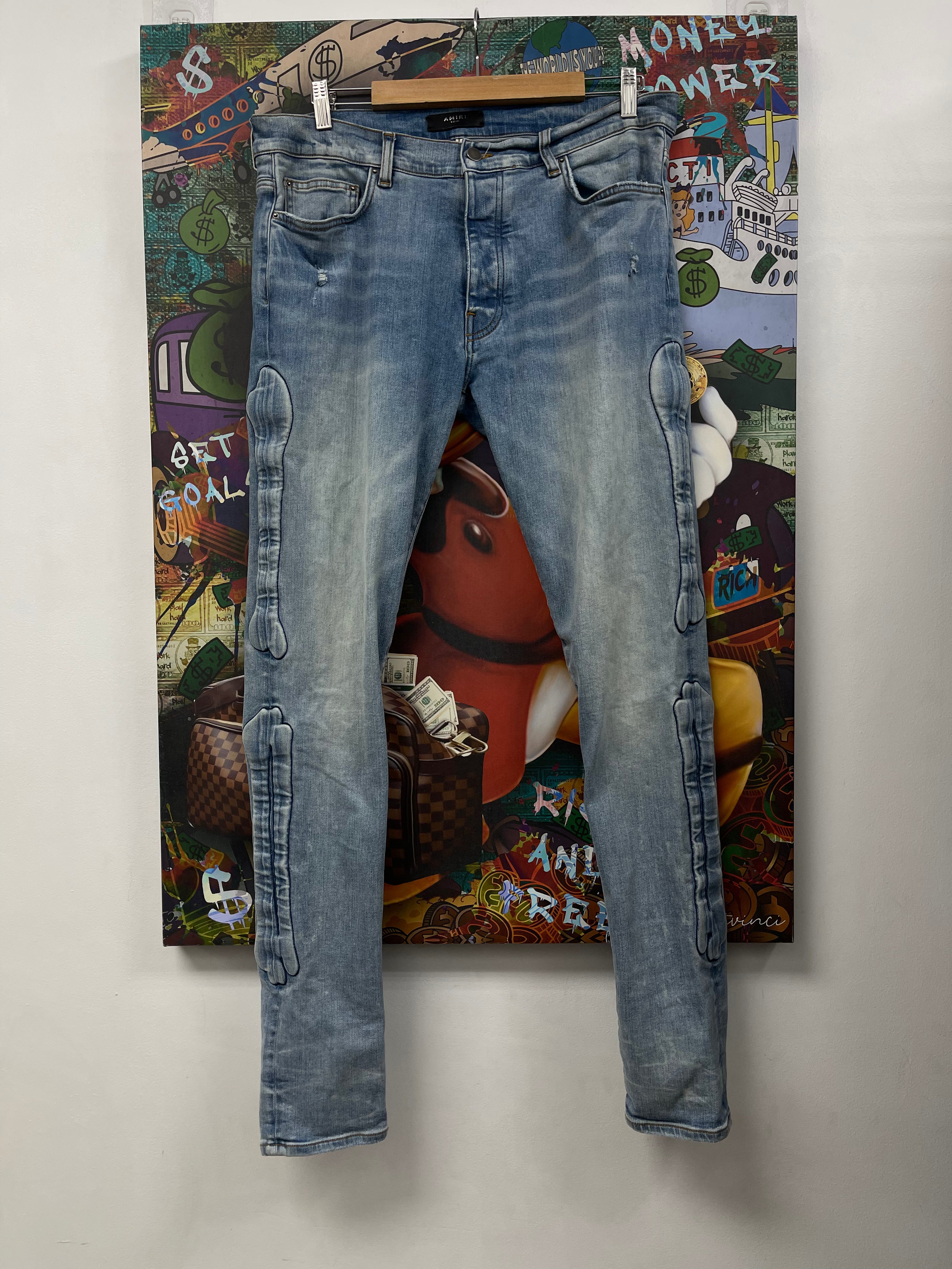 Amiri Light Wash Bone Embossed Jeans