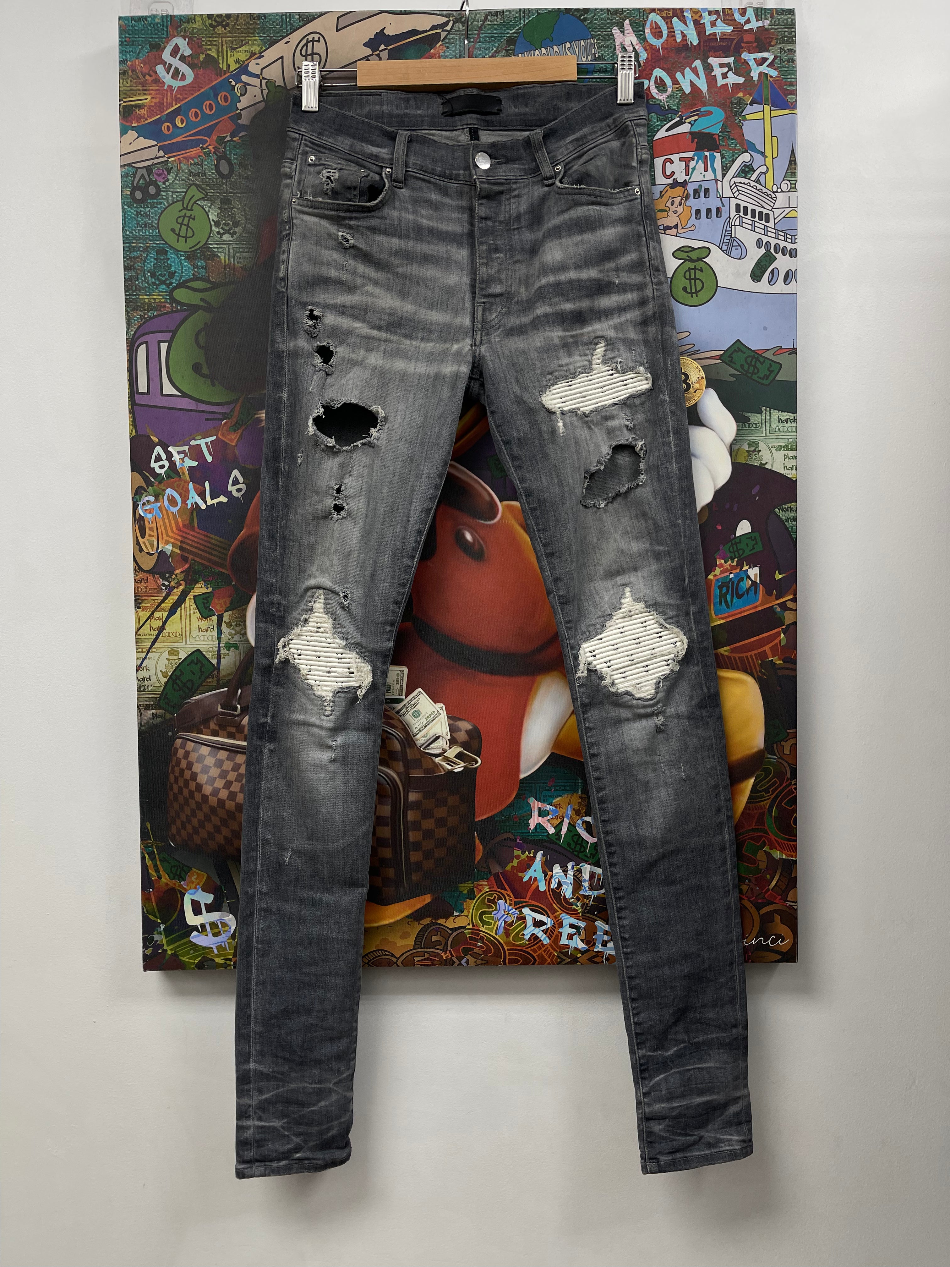 Amiri MX1 Grey Playboy Patch Jeans