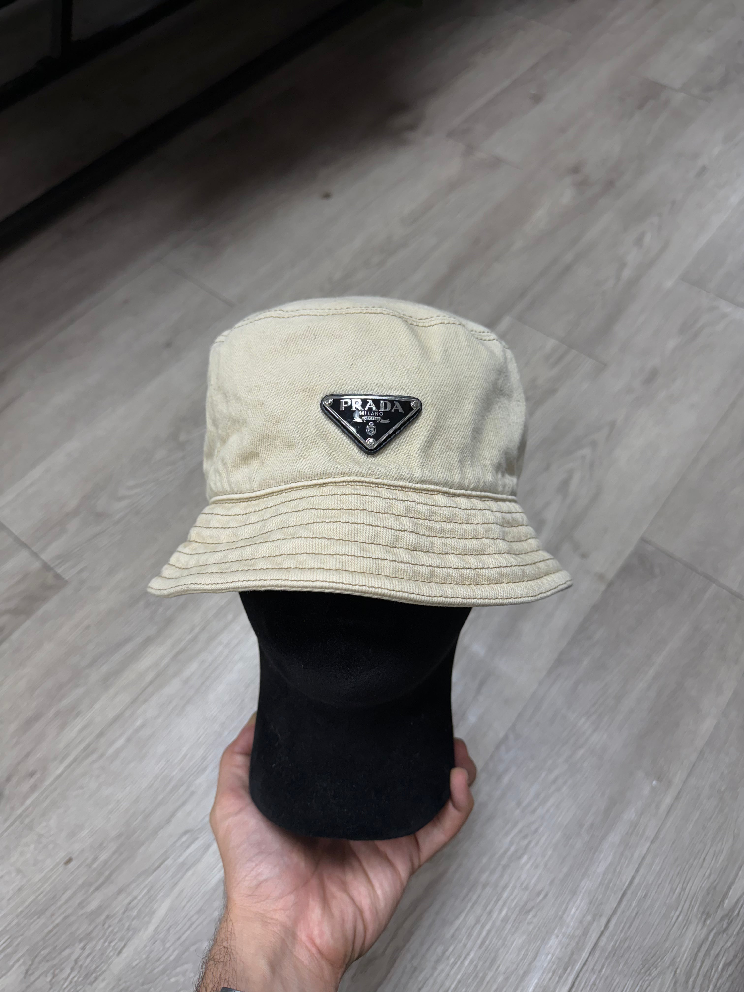 Prada Tan Denim Bucket Hat