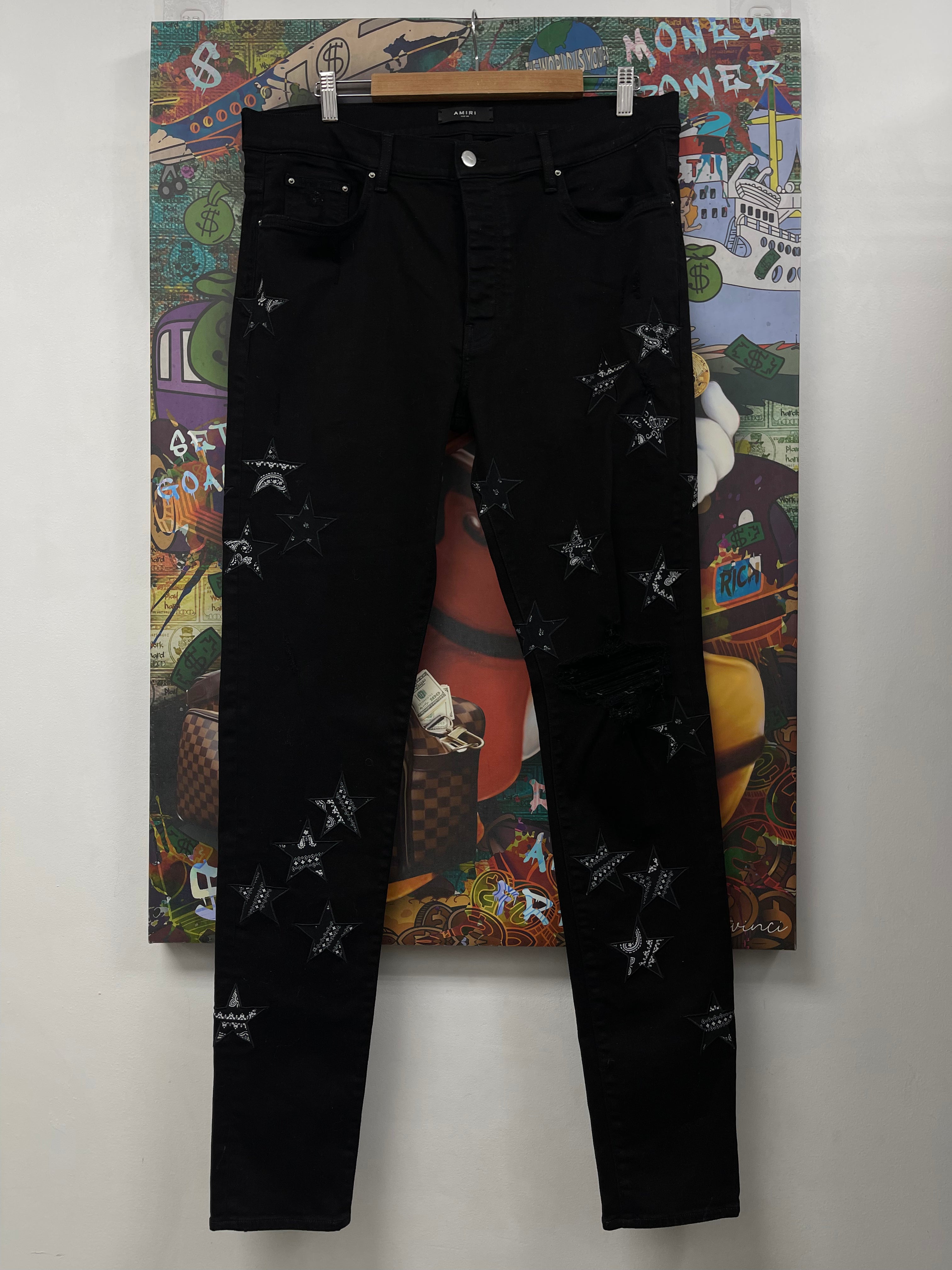 Amiri Black Paisley Stars Jeans