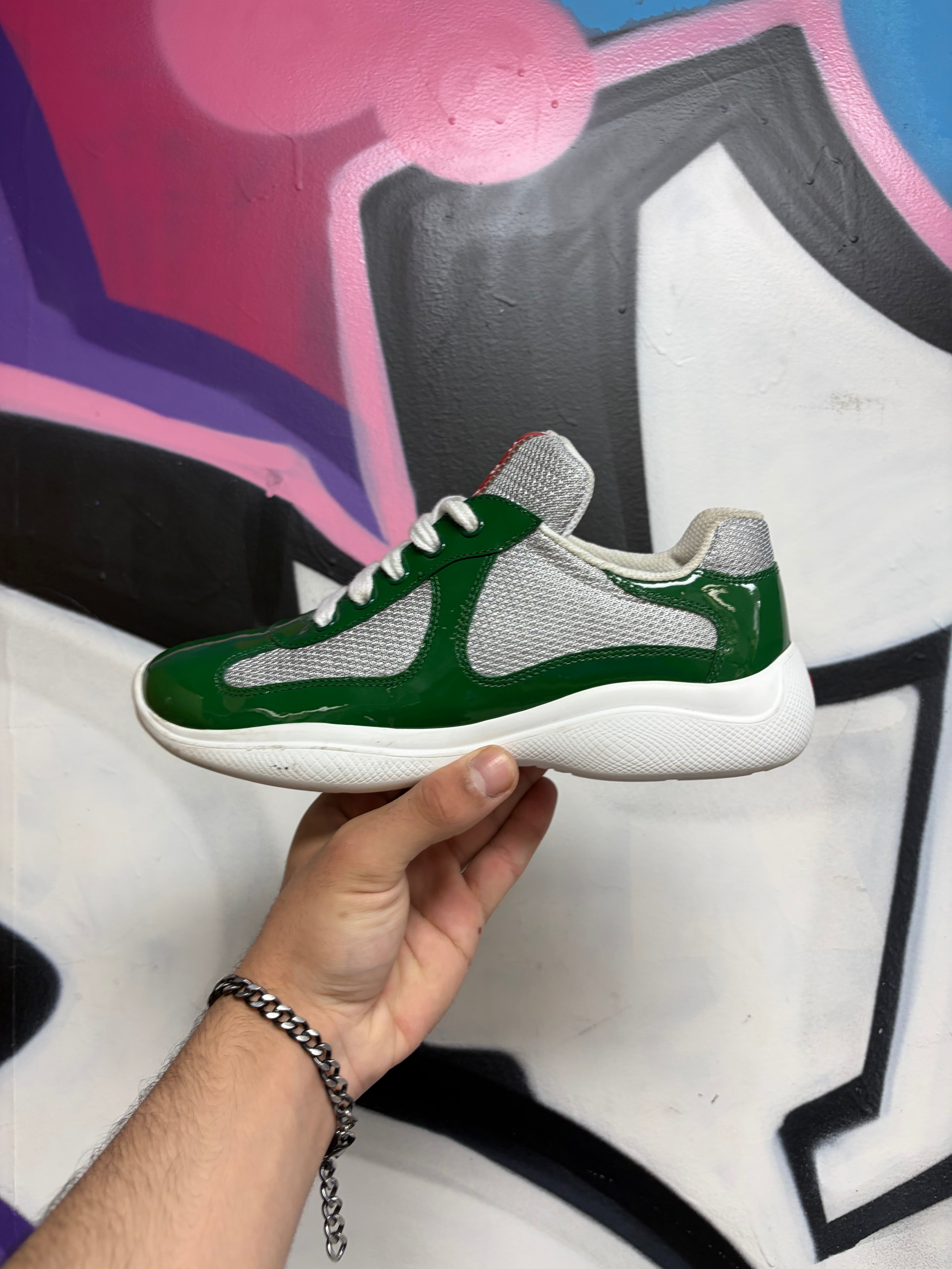 Prada Green White Cups Sneakers