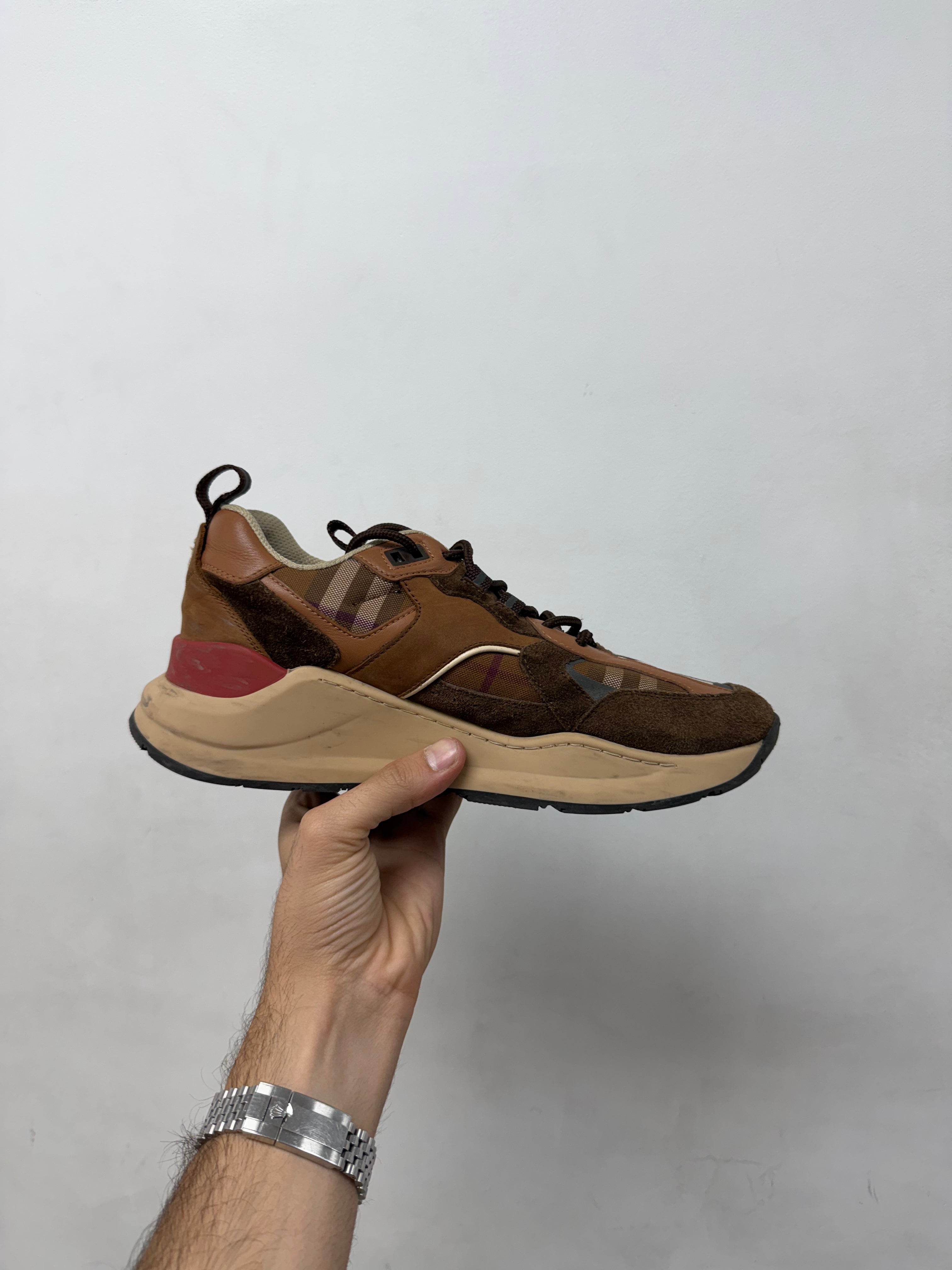 Burberry Brown Plaid Runner Sneakers