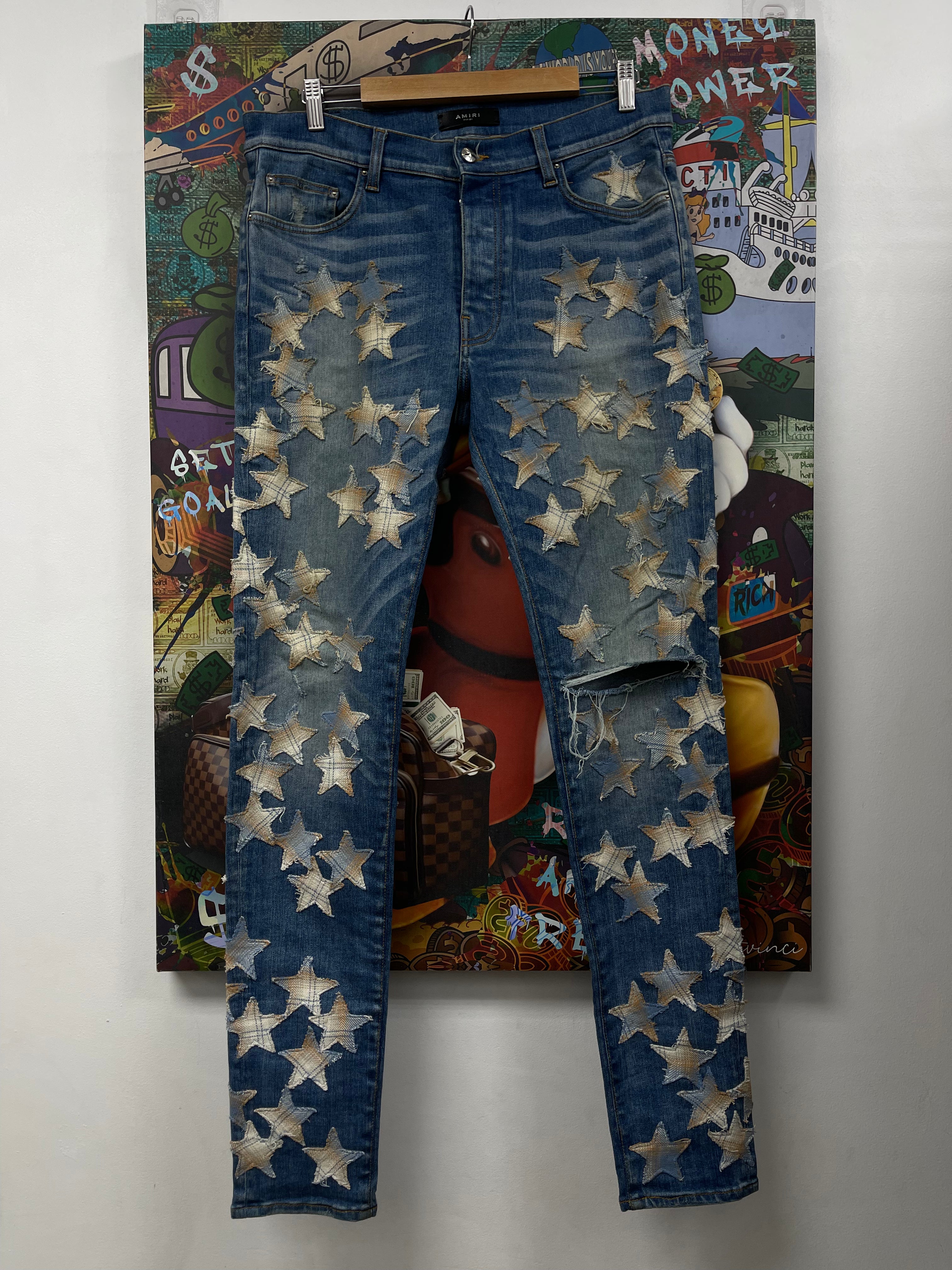 Amiri Light Wash Flannel Star Chemist Jeans