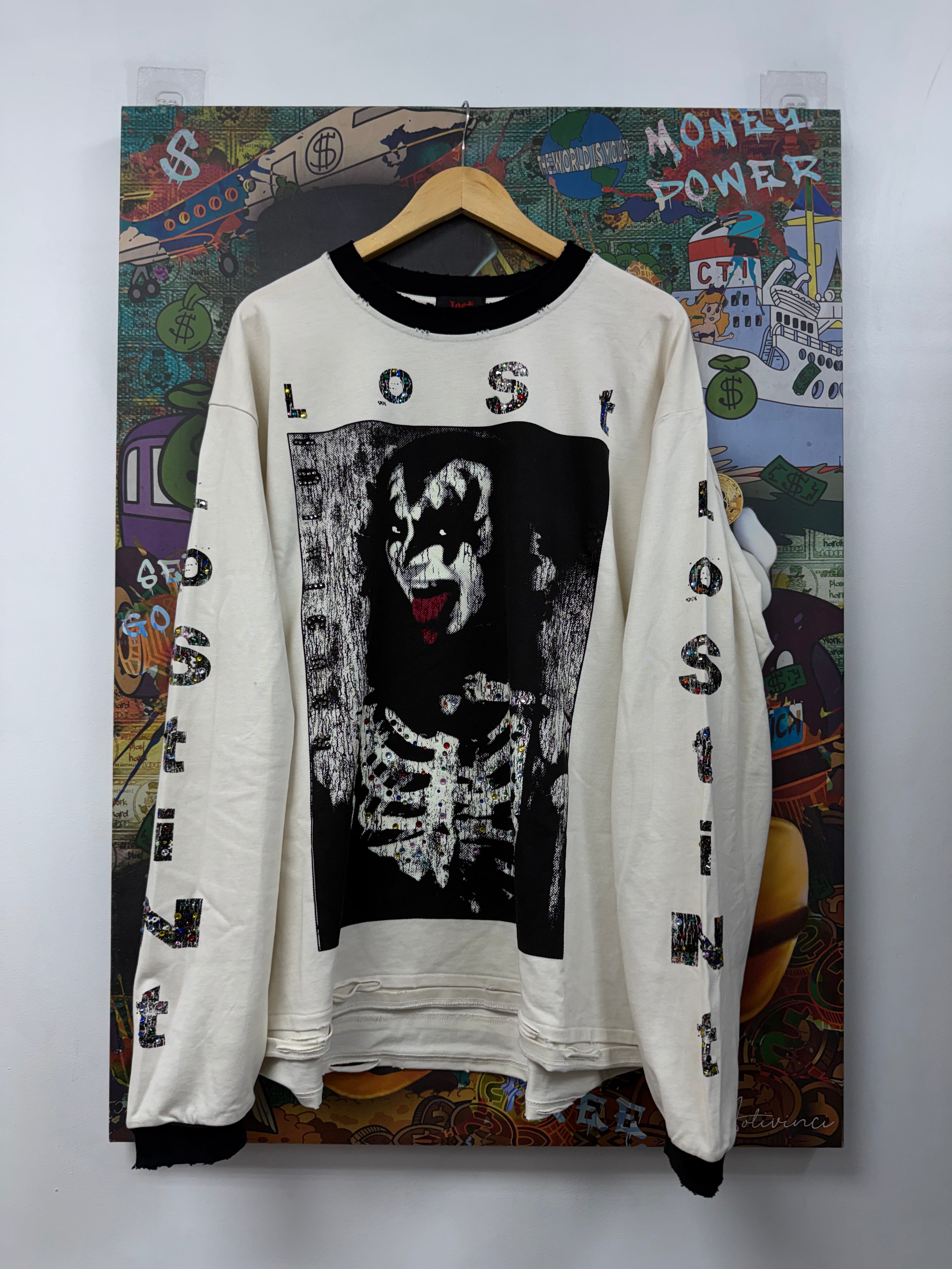 Lost Intricacy White Rhinestone Kiss Long Sleeve