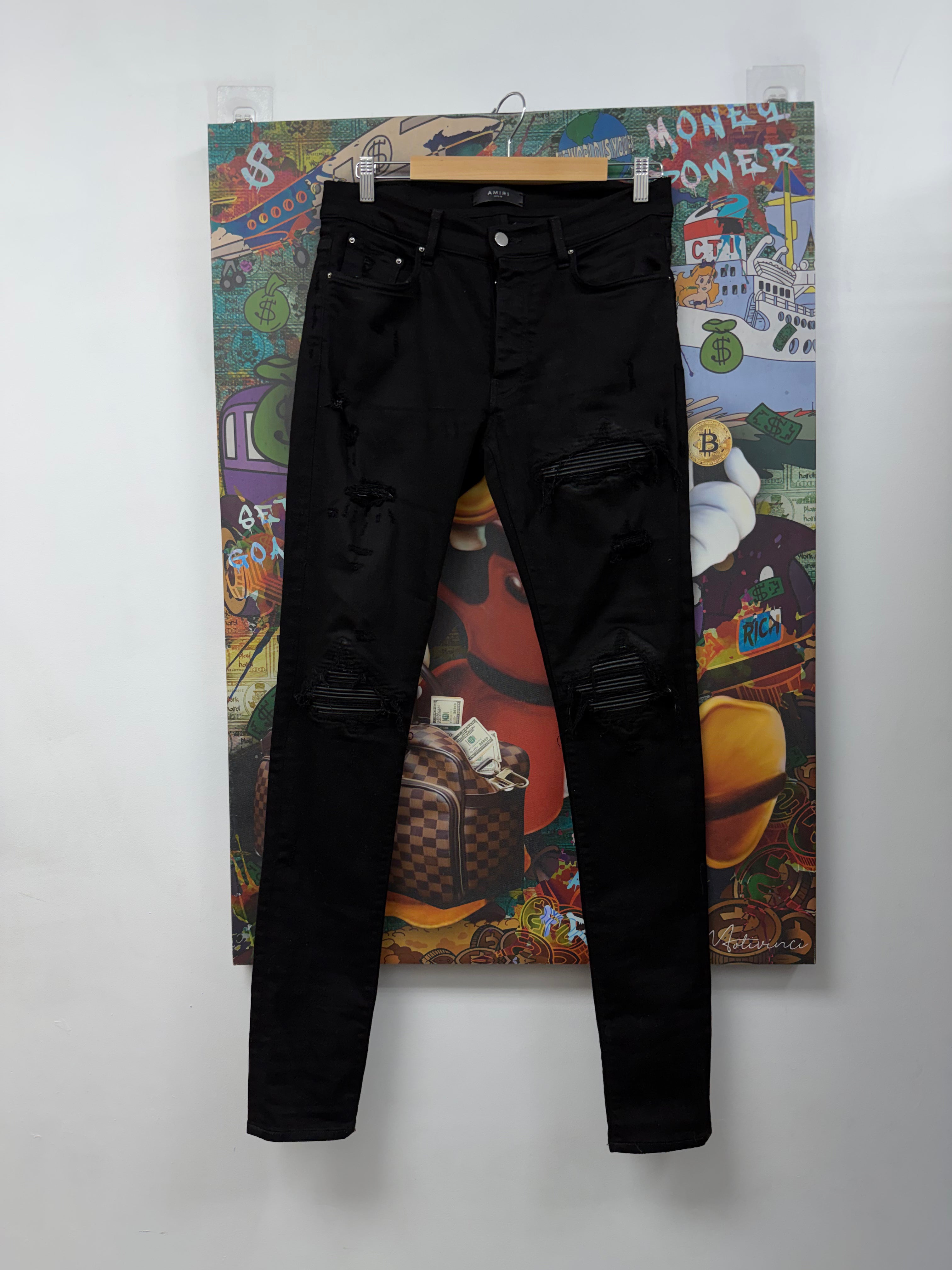Amiri MX1 Black Black Patch Jeans