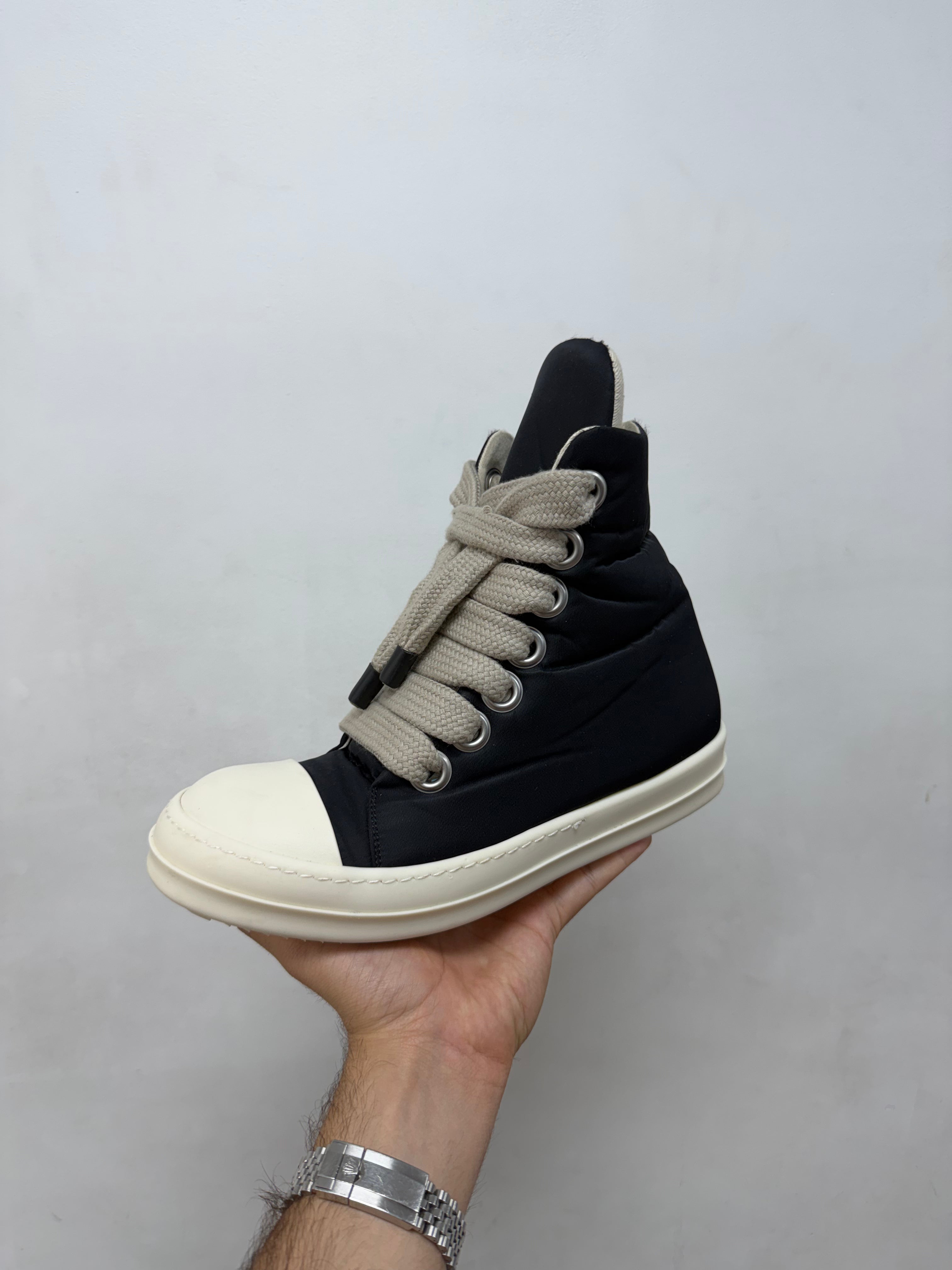 Rick Owens Black Padded Jumbo Lace Hi Sneakers