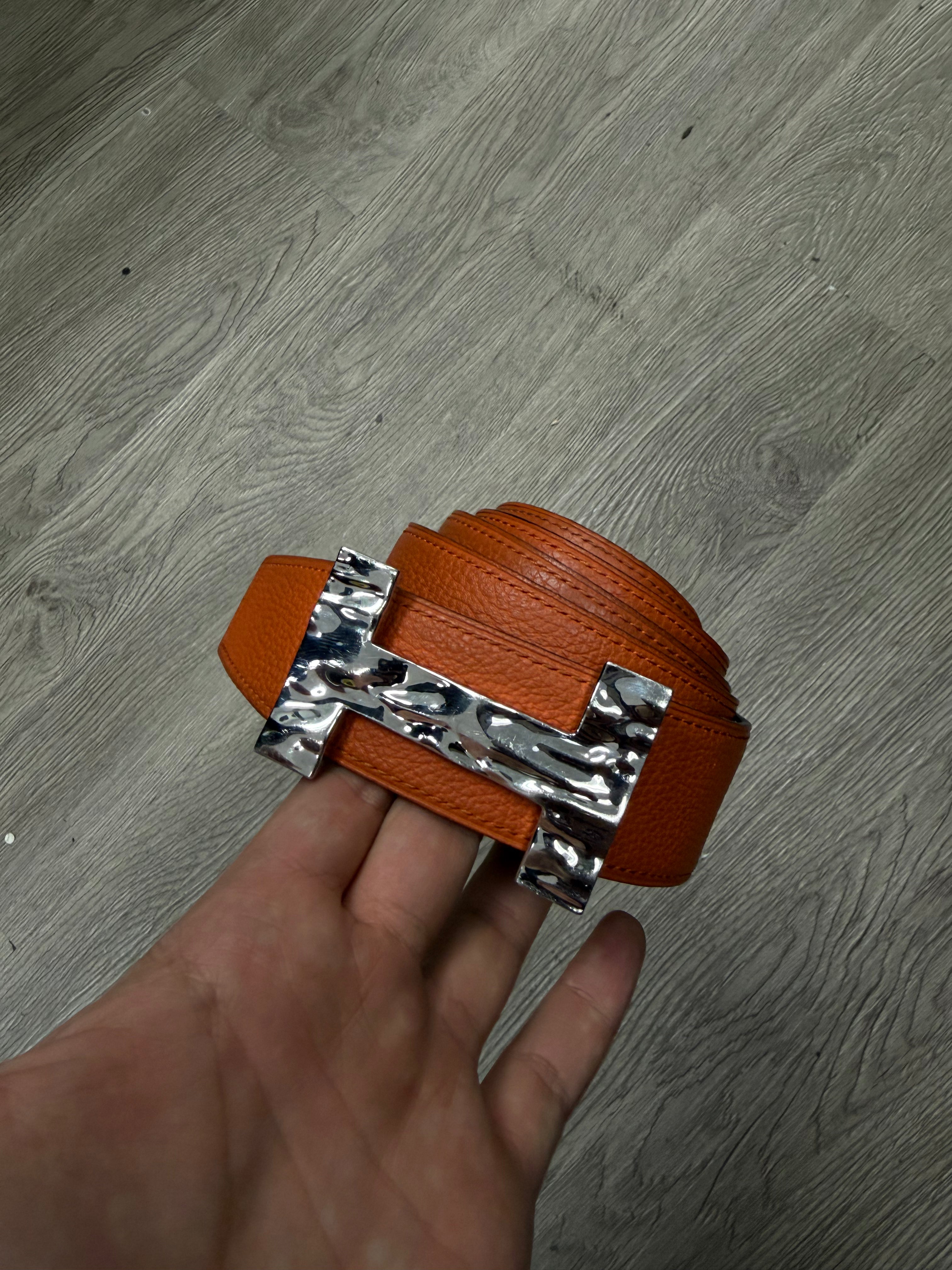 Hermes Orange Brown Wave Belt