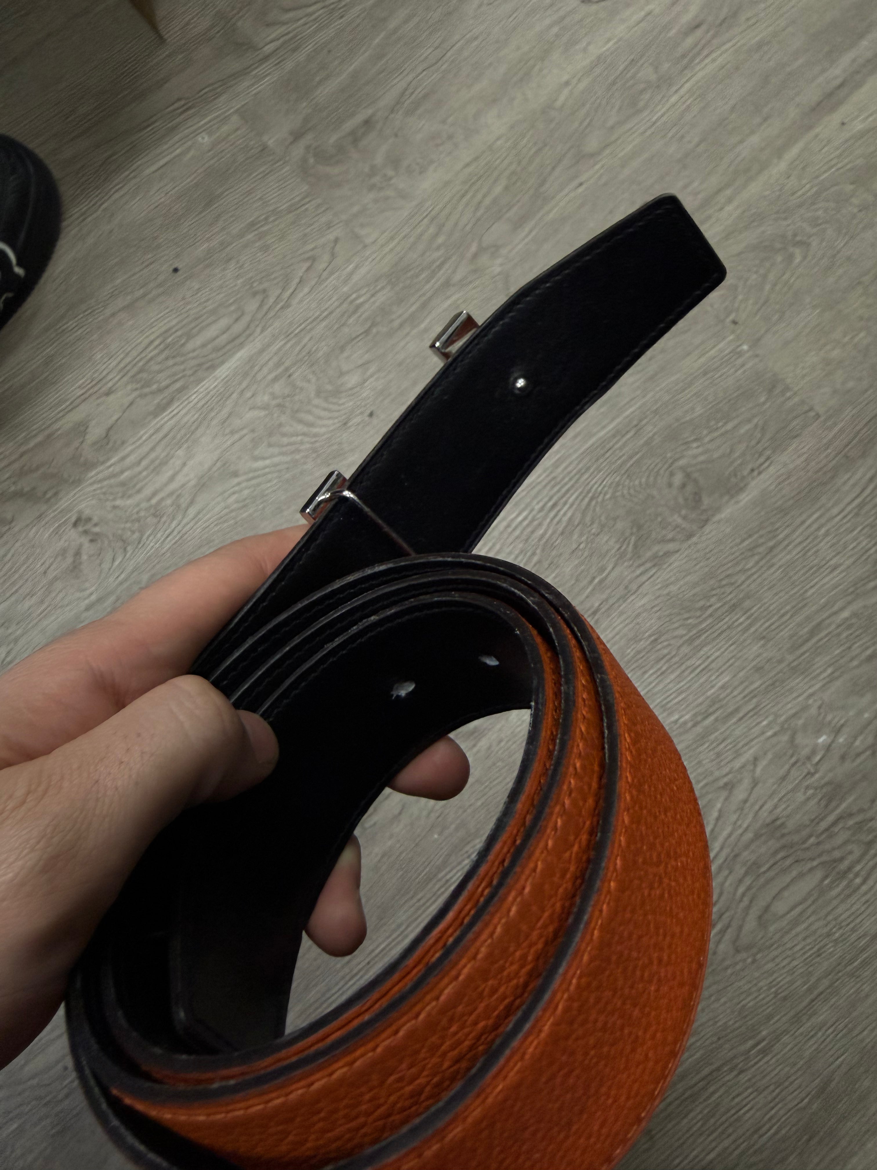Hermes Orange Brown Wave Belt