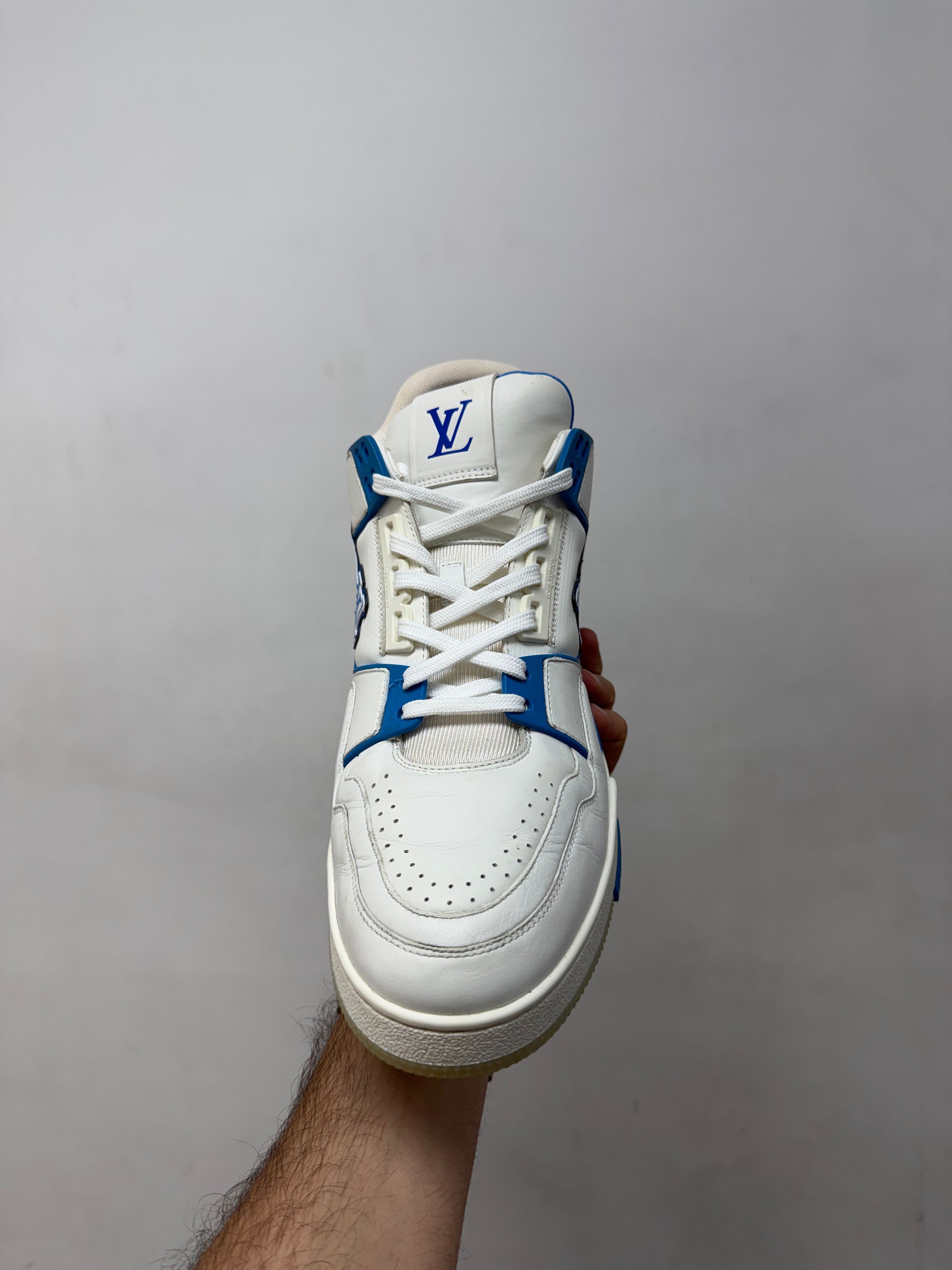 Louis Vuitton White Blue Trainer Azure Sneakers