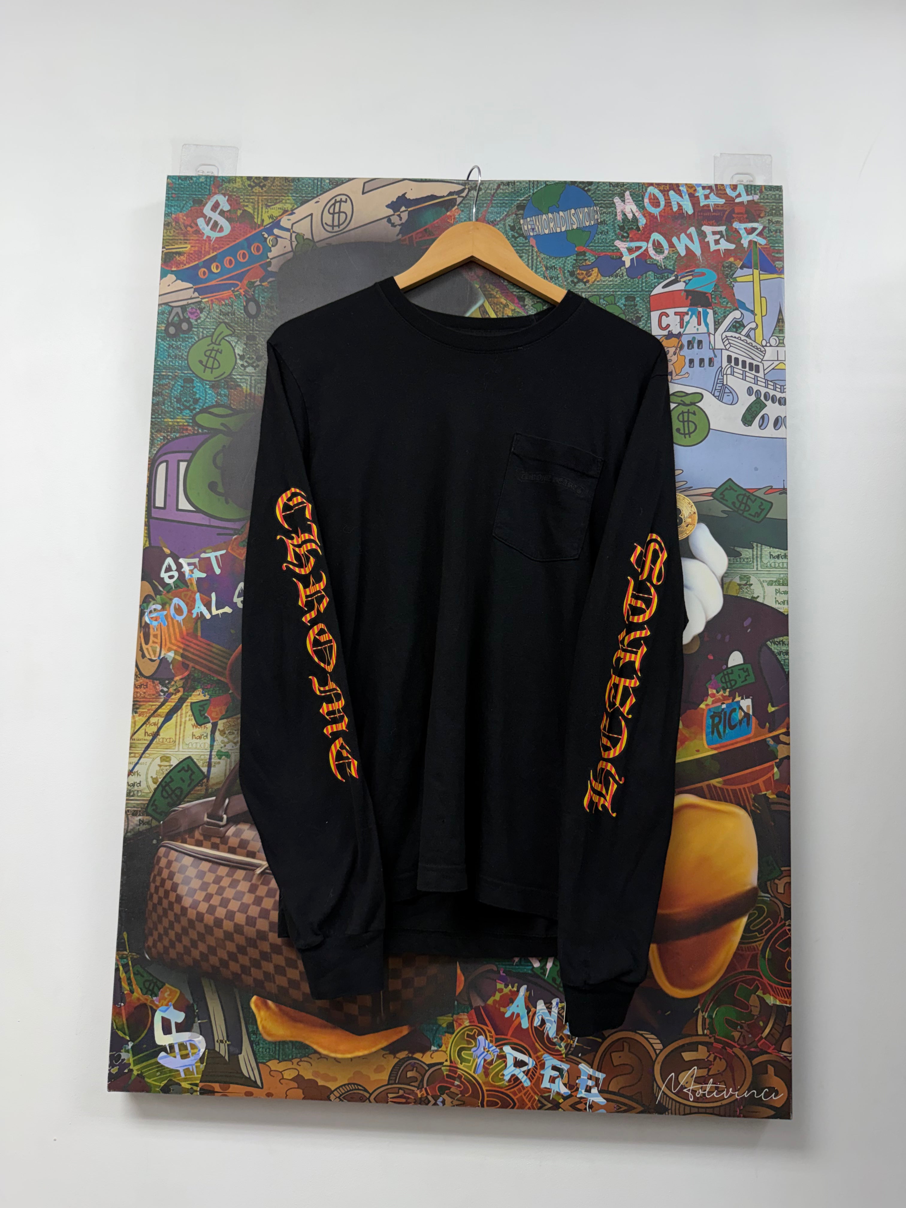Chrome Hearts Black Red Yellow Striped Dagger Long Sleeve