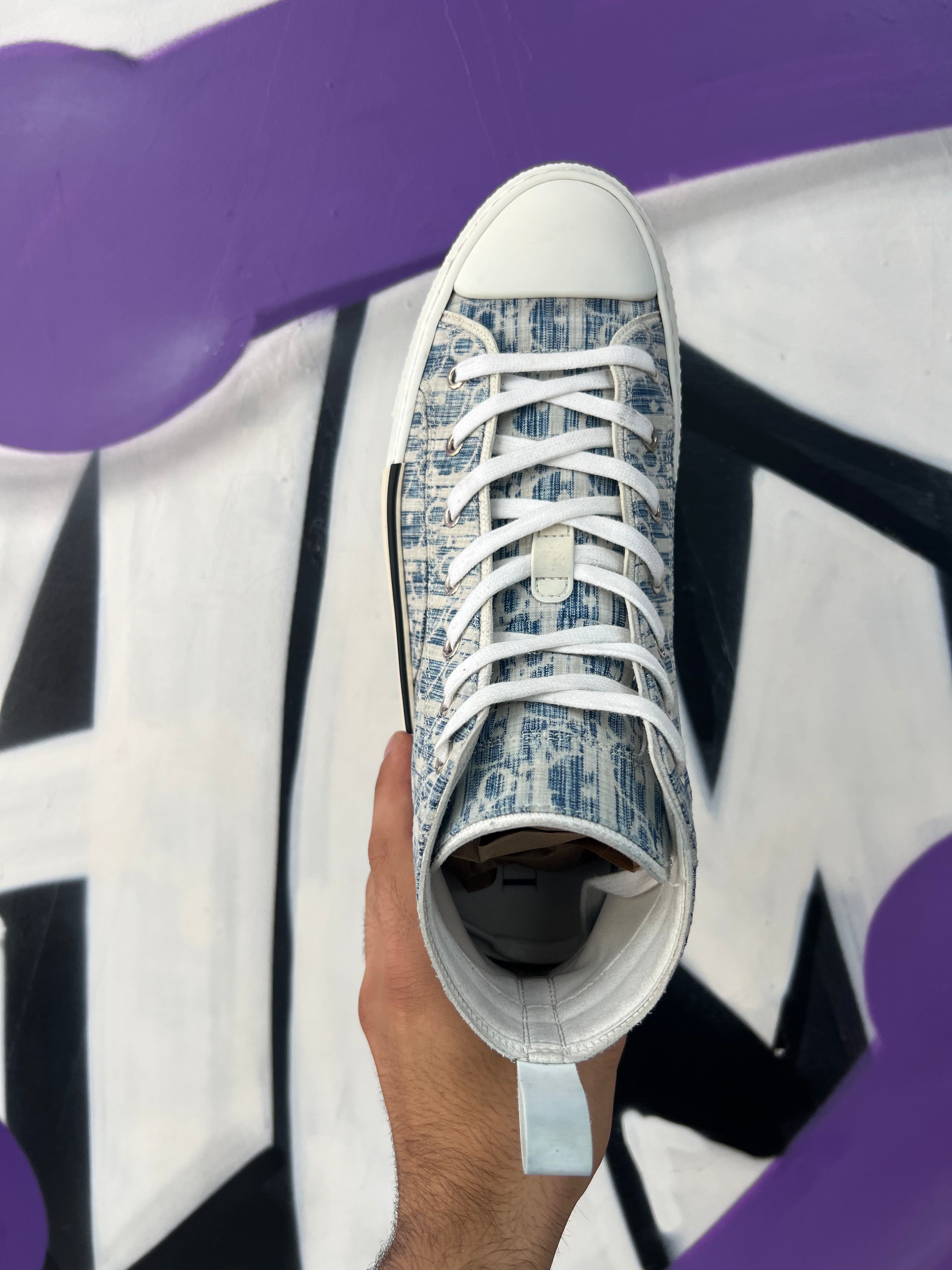 Dior White Blue B23 High Sneakers