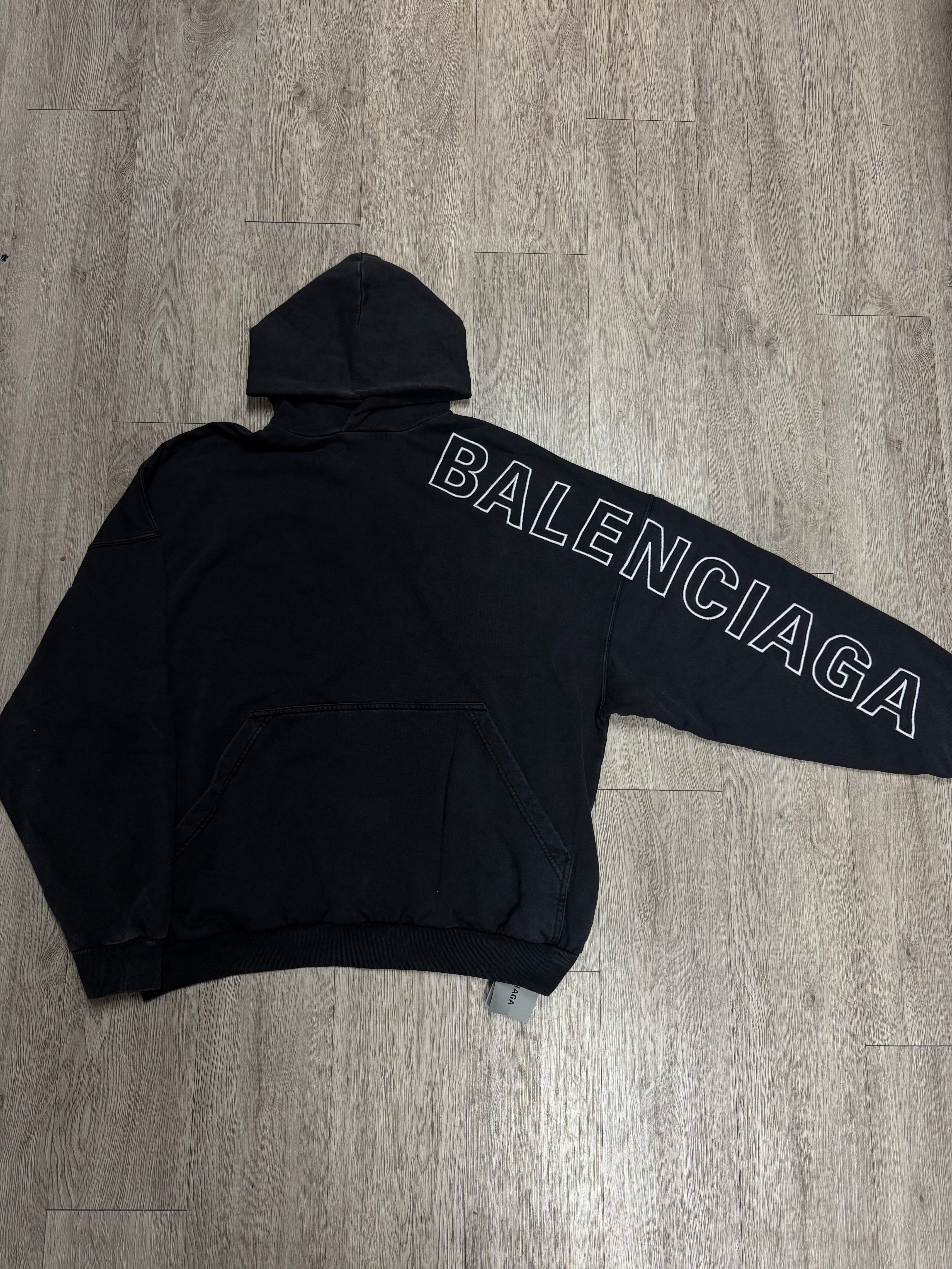Balenciaga Black Wash Arm Logo (2) Hoodie