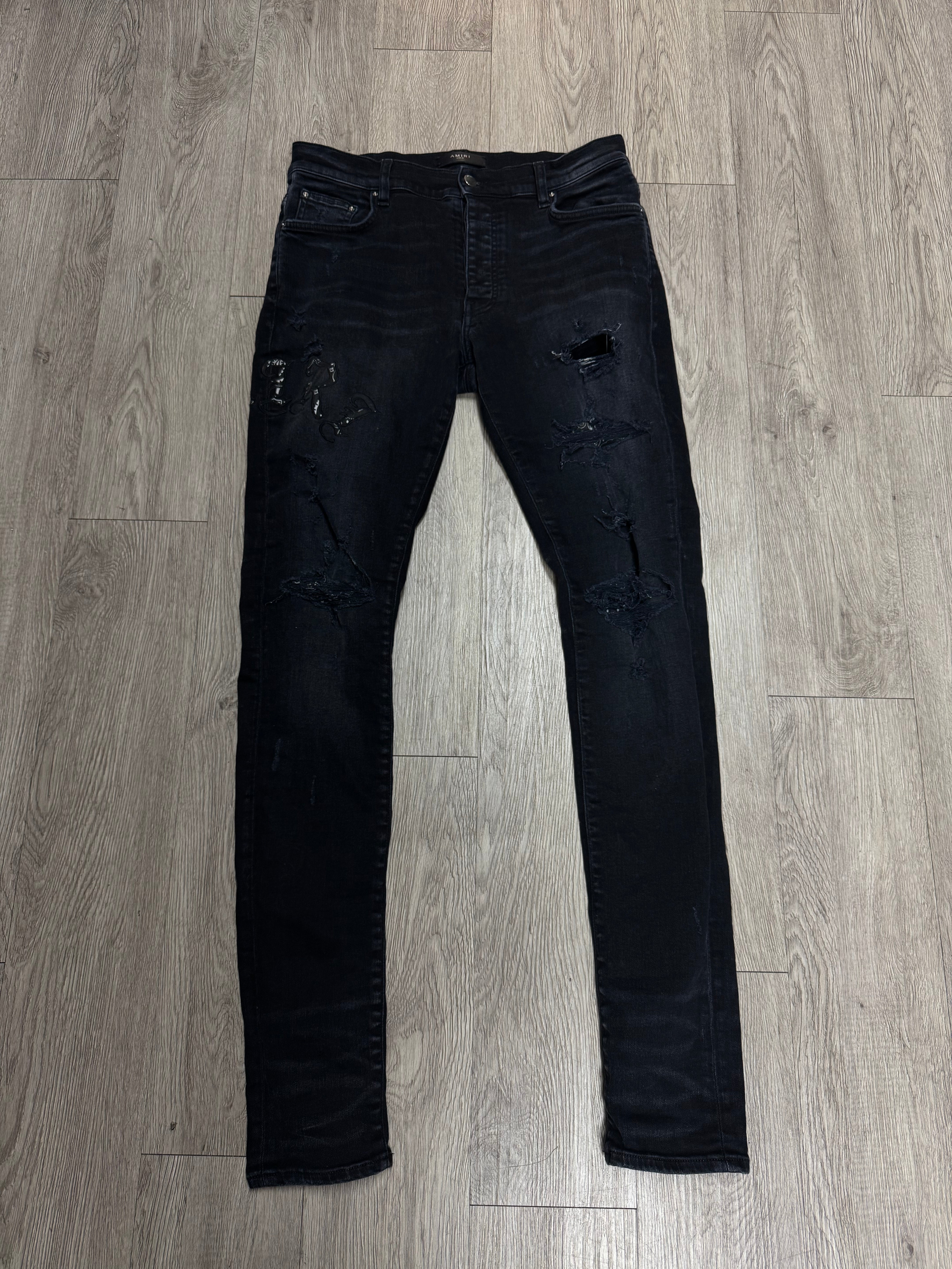 Amiri Black Wash Old English Jeans