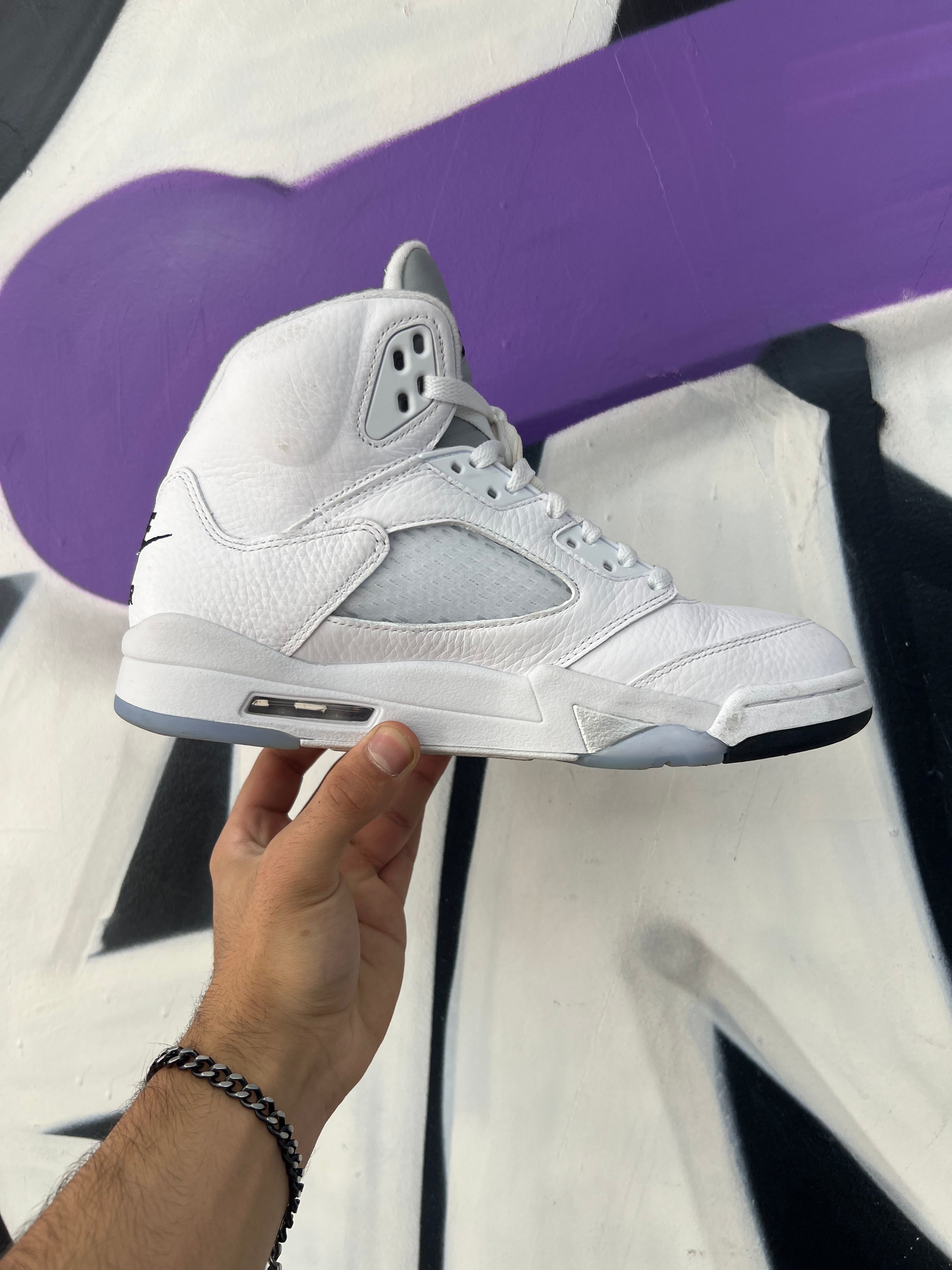 Jordan 5 White Metallic Sneakers