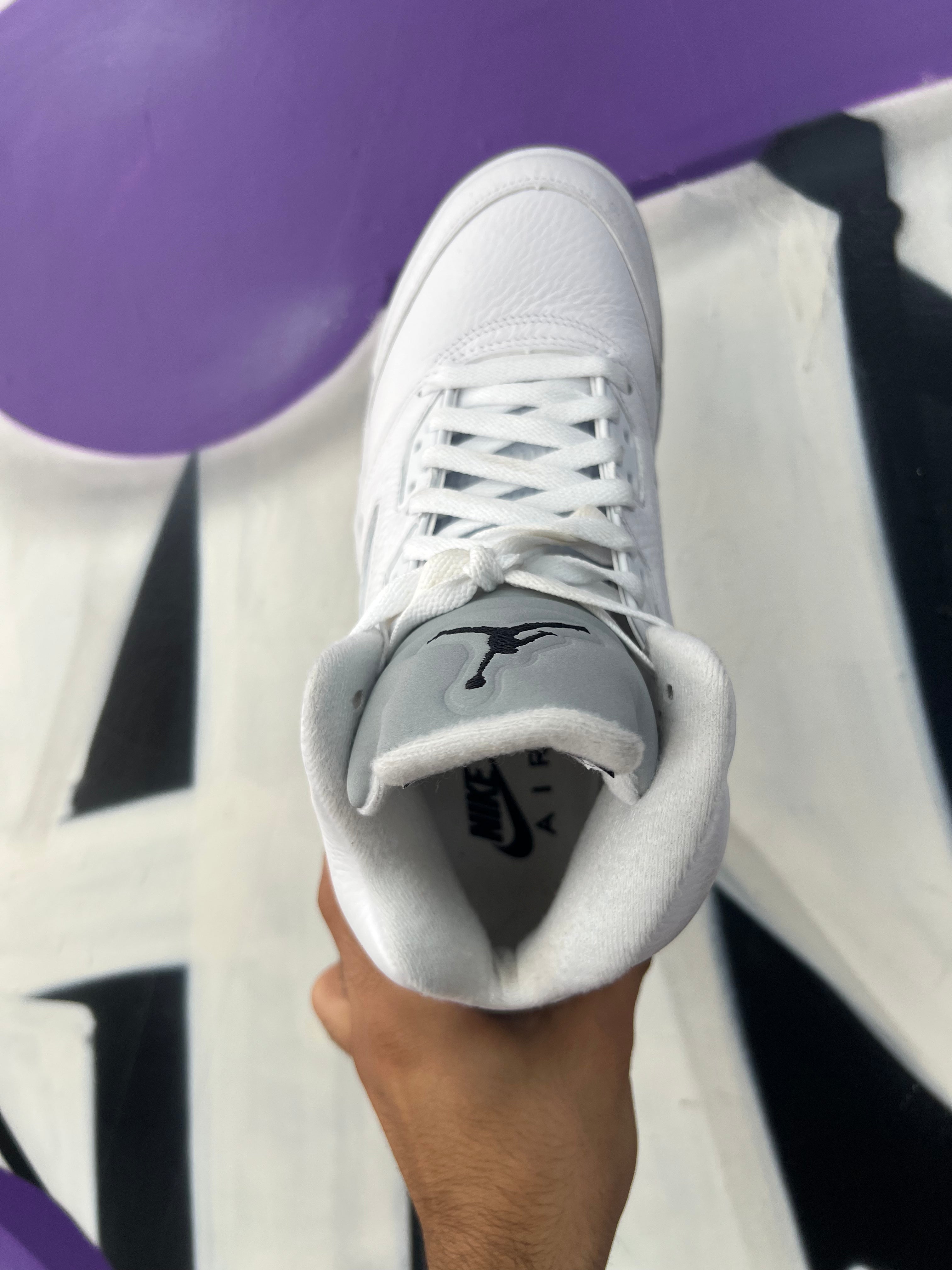 Jordan 5 White Metallic Sneakers