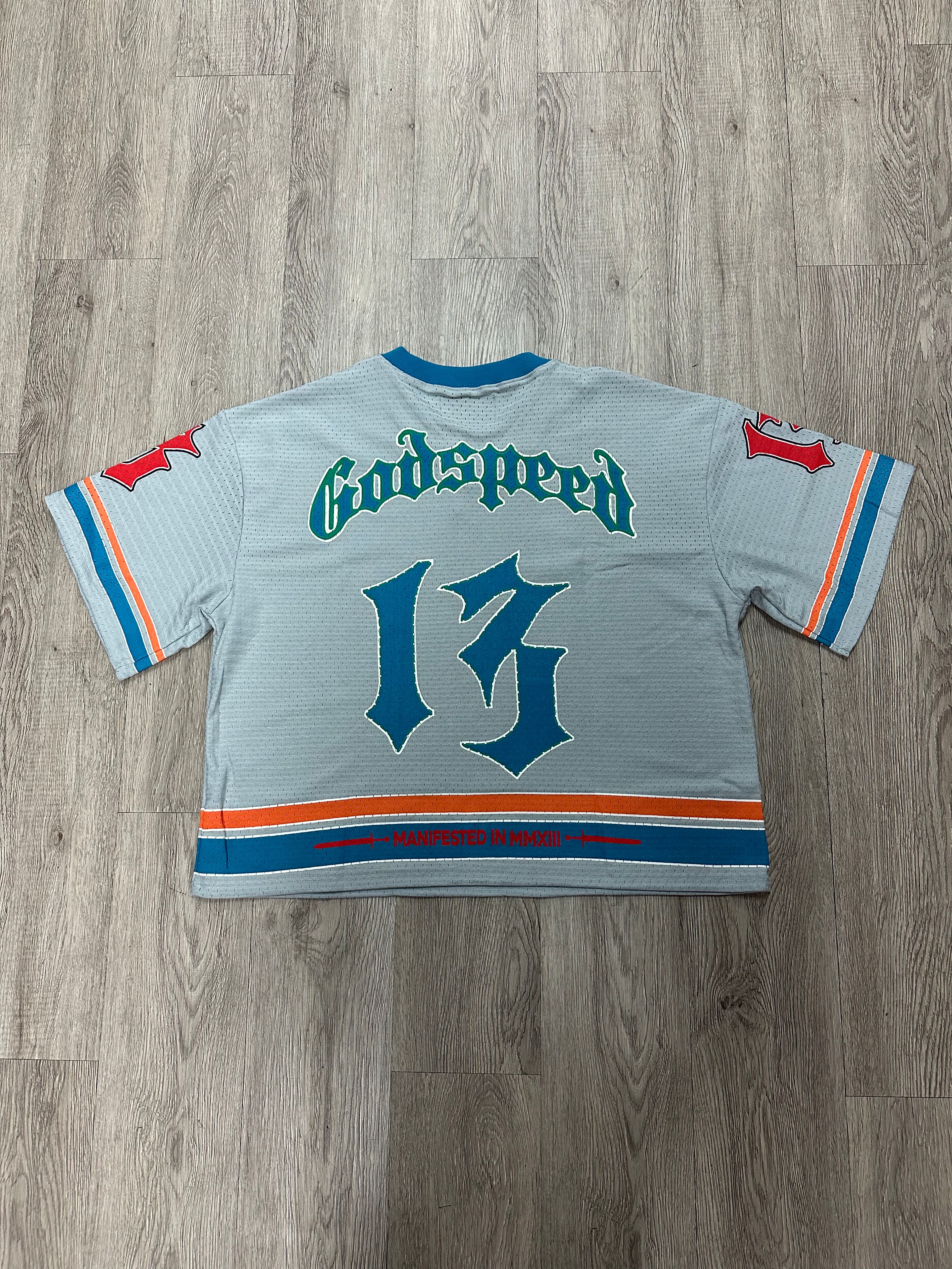 Godspeed "First Down" Grey Blue & Orange Jersey