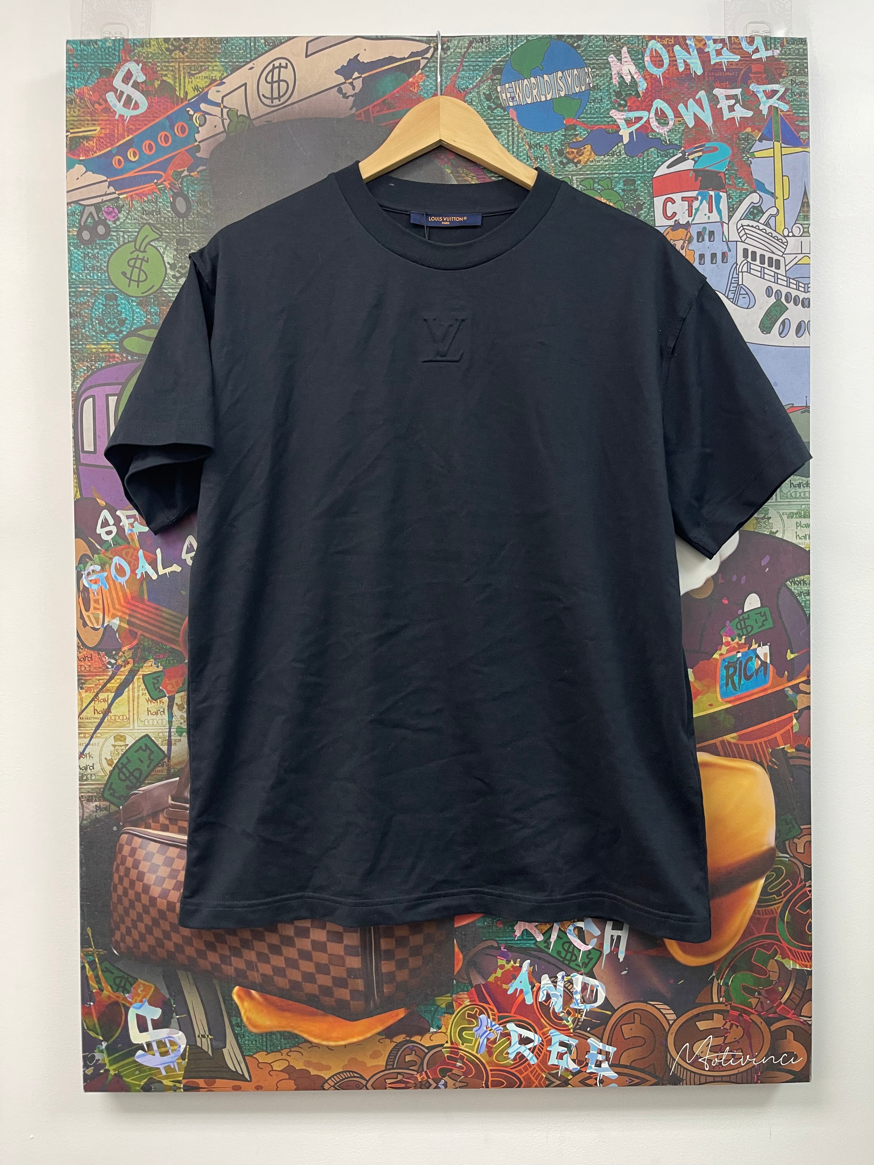 Louis Vuitton Embossed Logo Black Tee