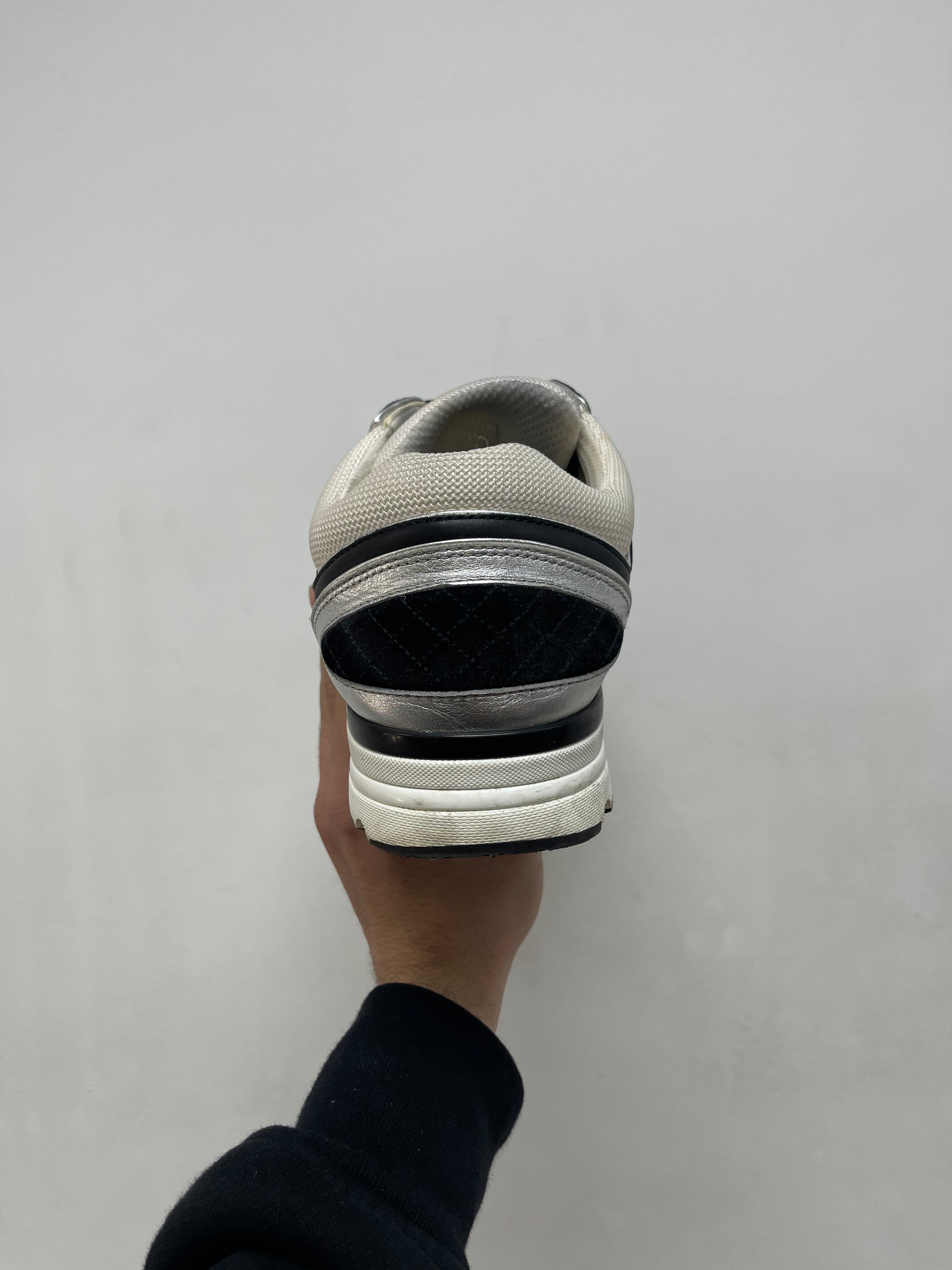 Chanel Black Silver CC Logo Sneakers