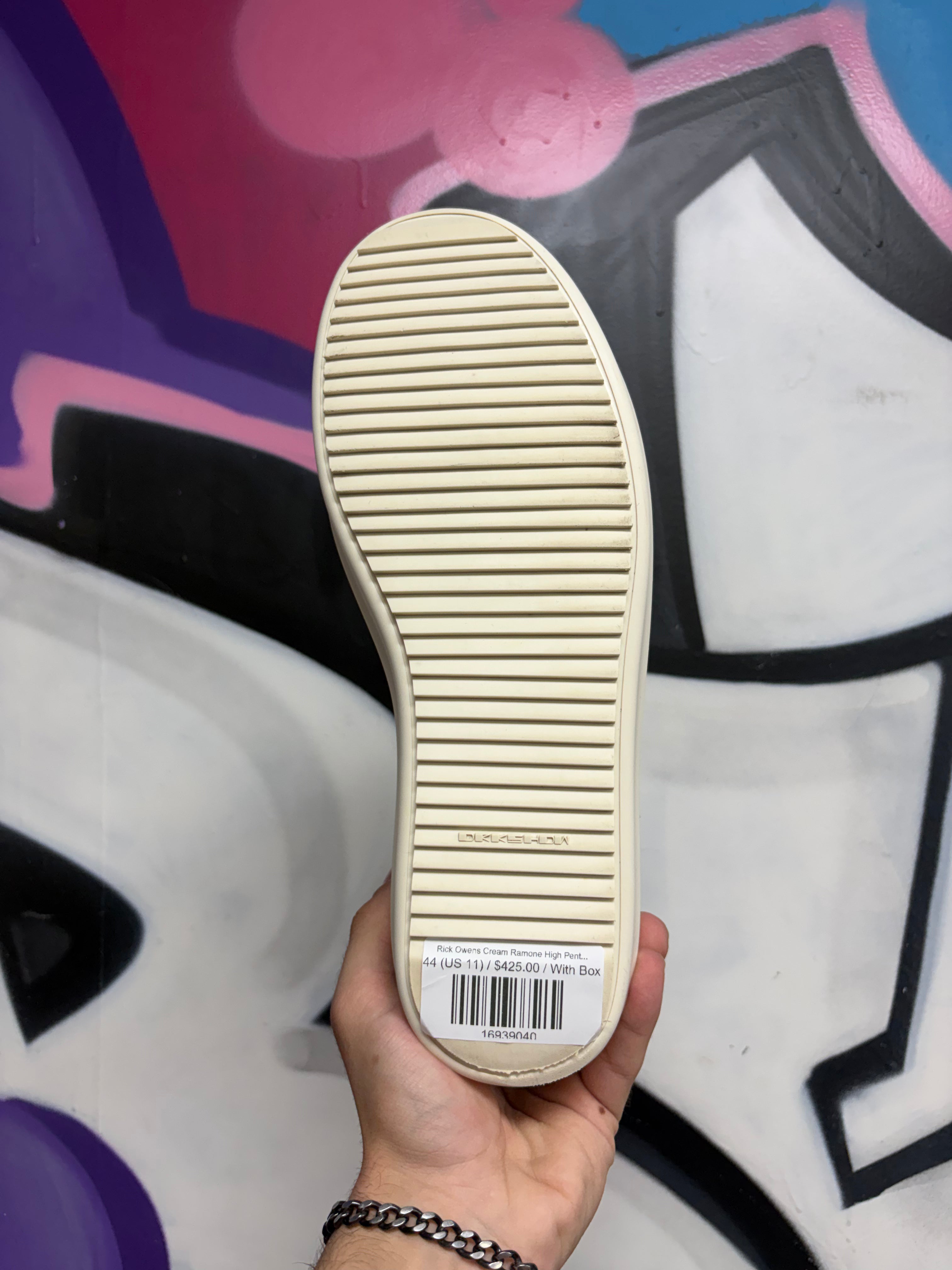 Rick Owens Cream Ramone High Penta Sneakers