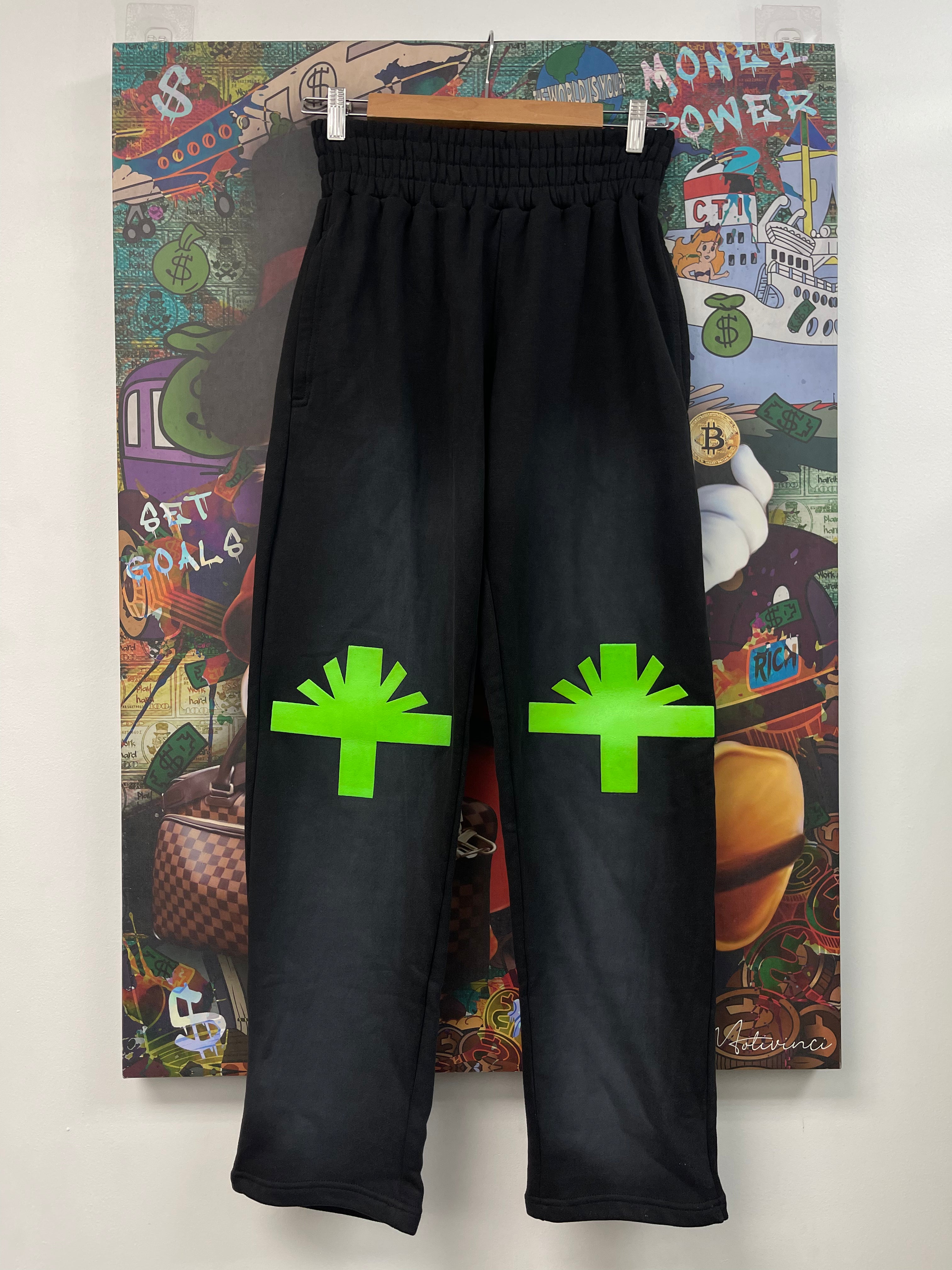 Vertabrae Green Black Sweatpants