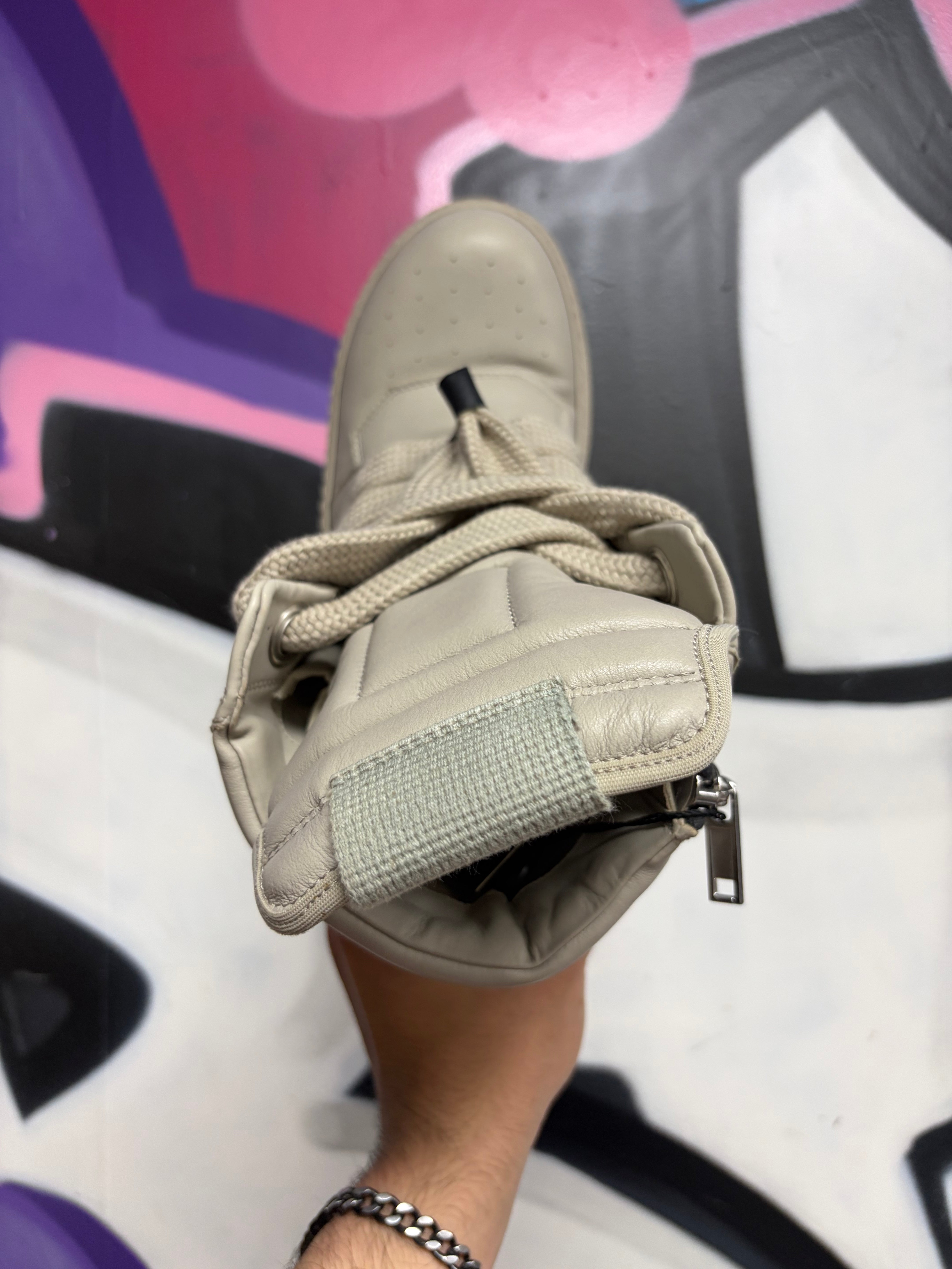 Rick Owens Grey Jumbo Lace Geobasket Sneakers