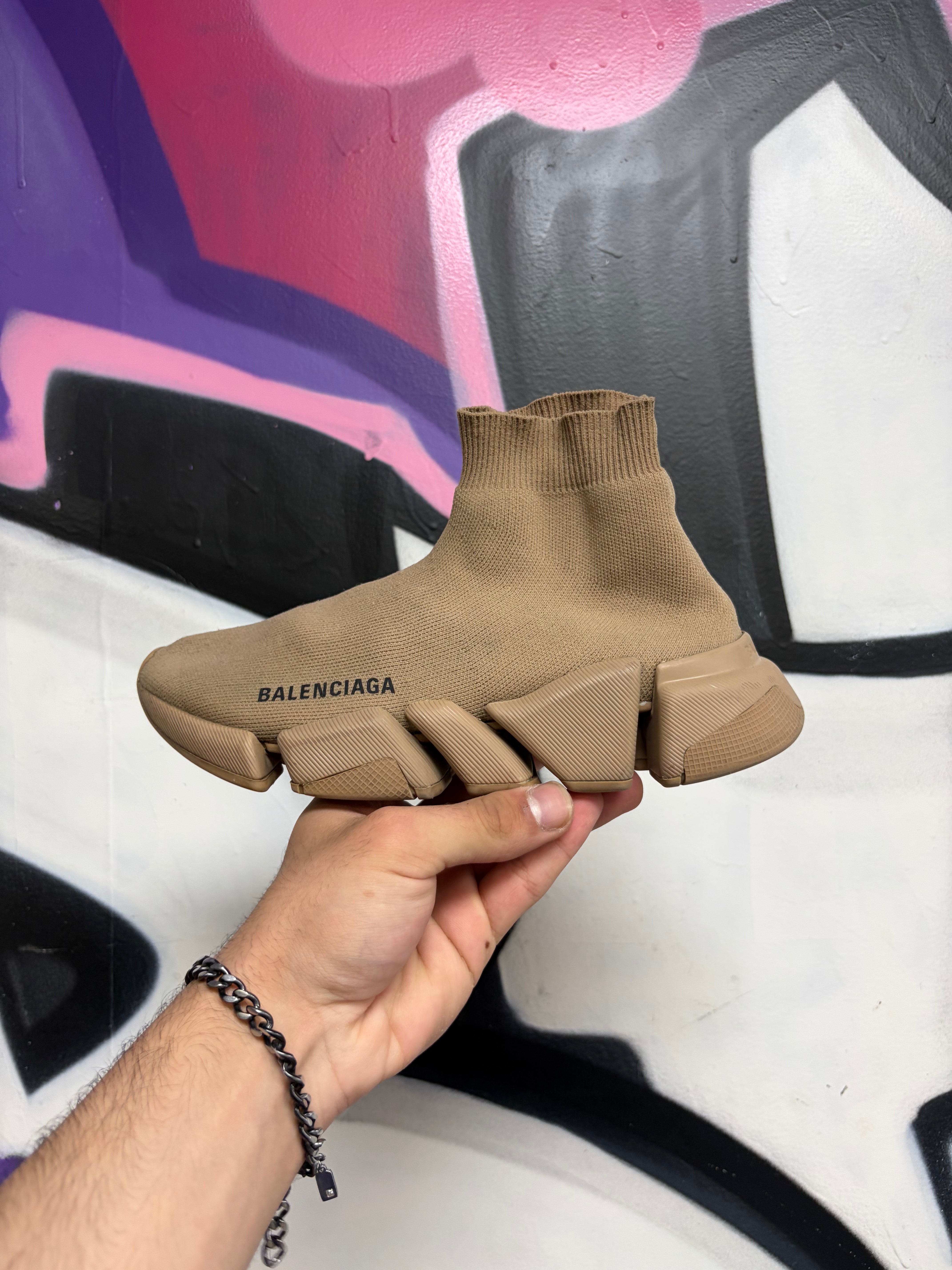 Balenciaga Tan Sock Runner Sneakers