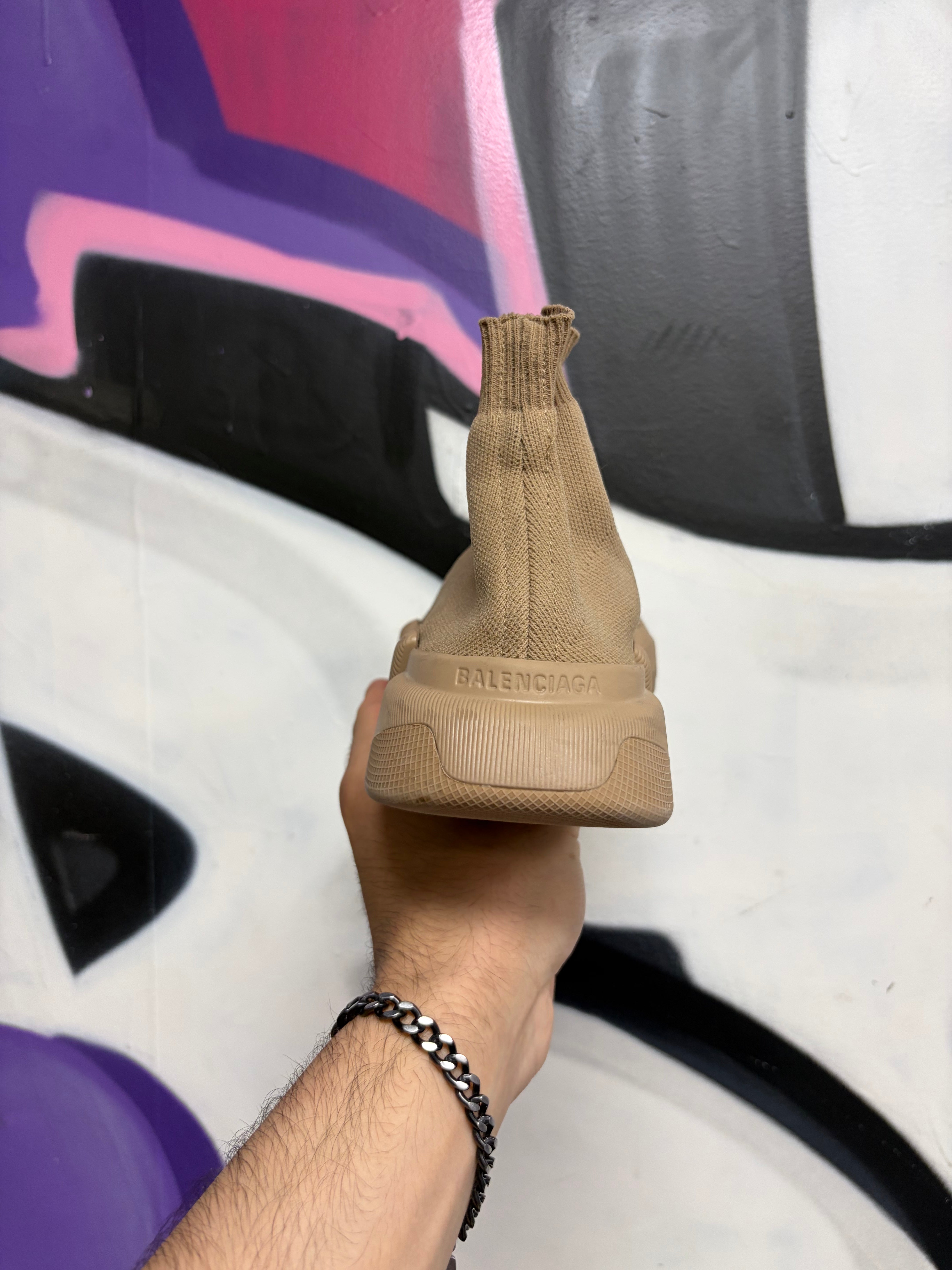Balenciaga Tan Sock Runner Sneakers