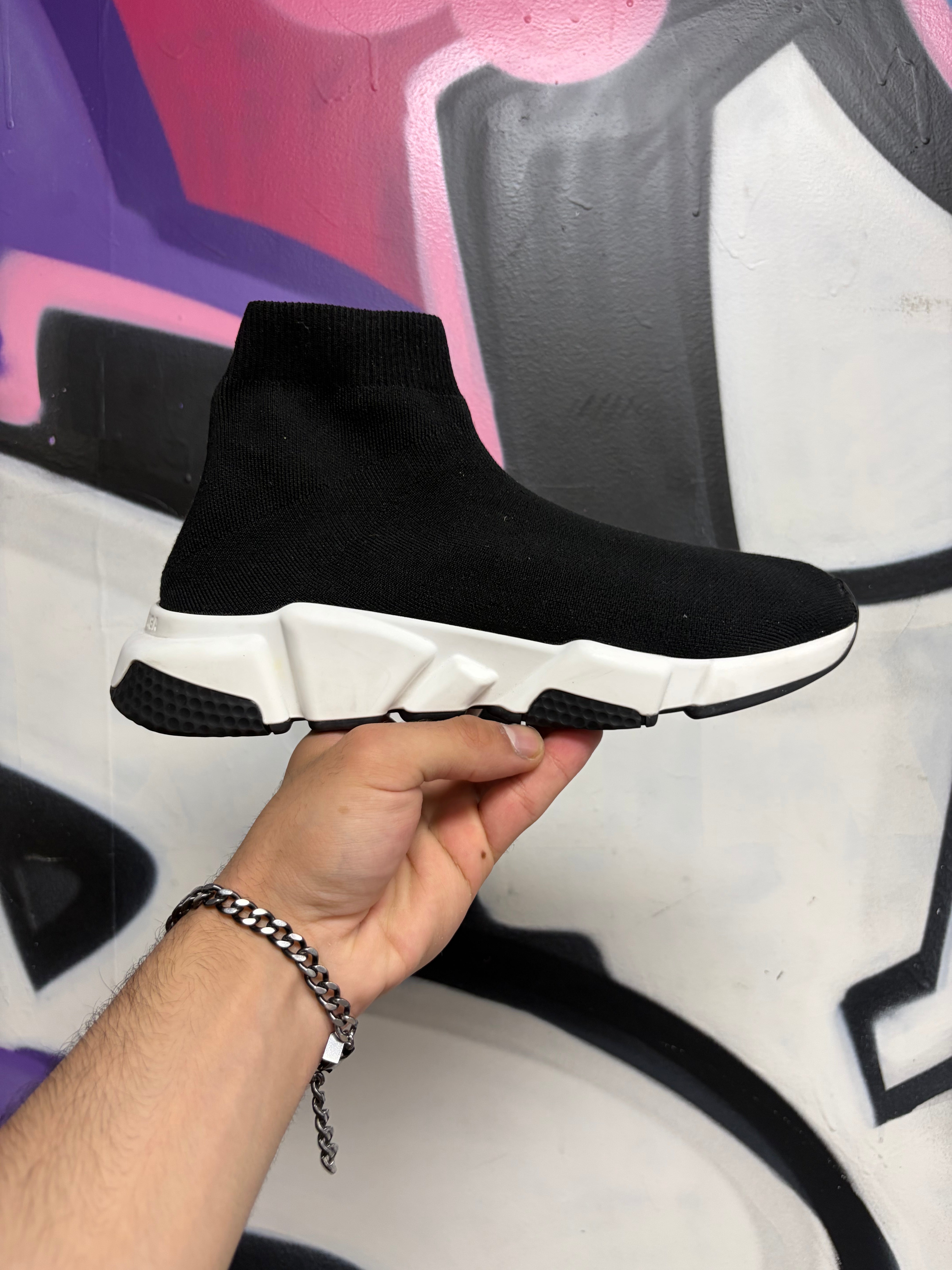 Balenciaga Black White Sock Runner Sneakers