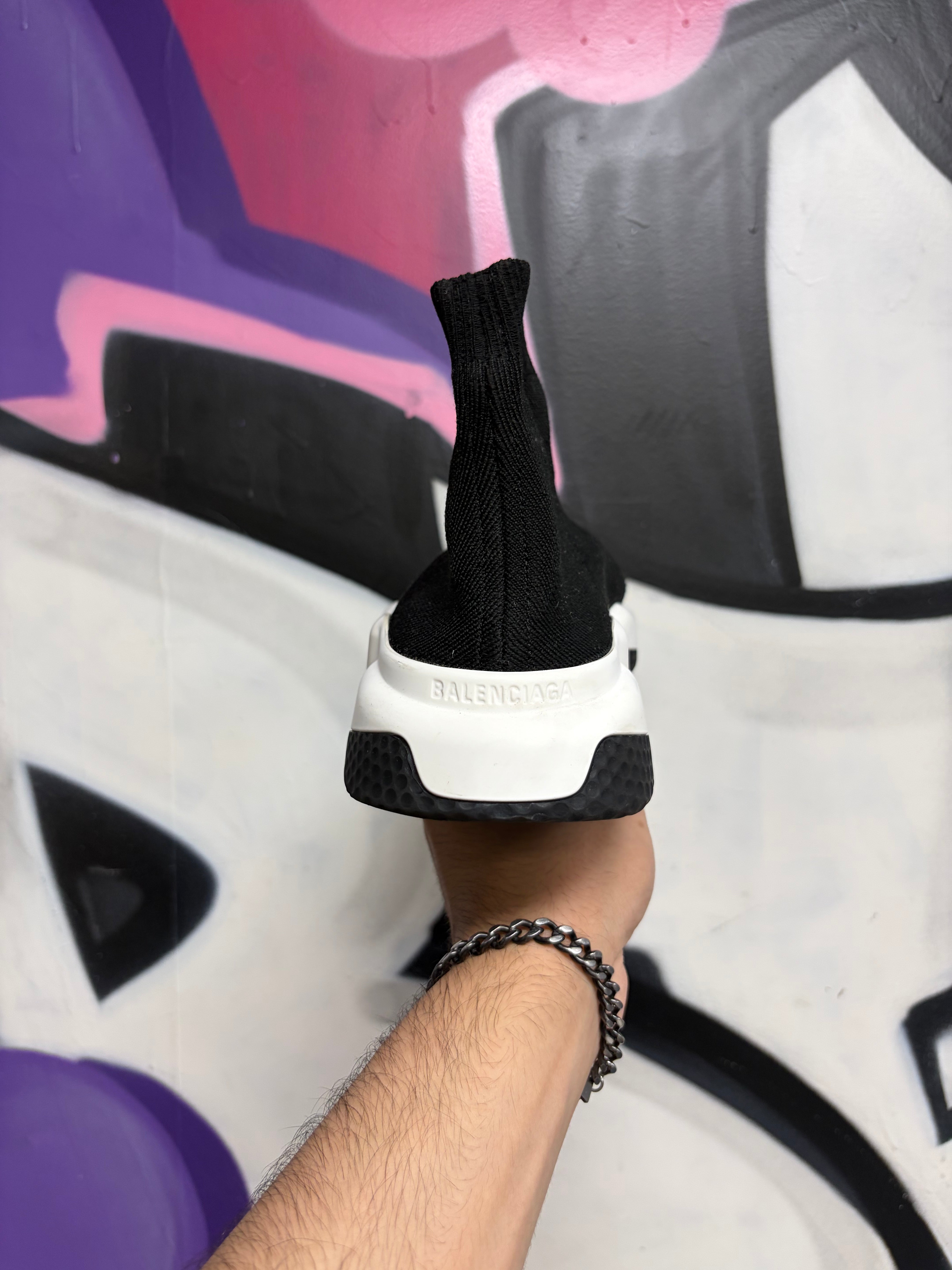 Balenciaga Black White Sock Runner Sneakers