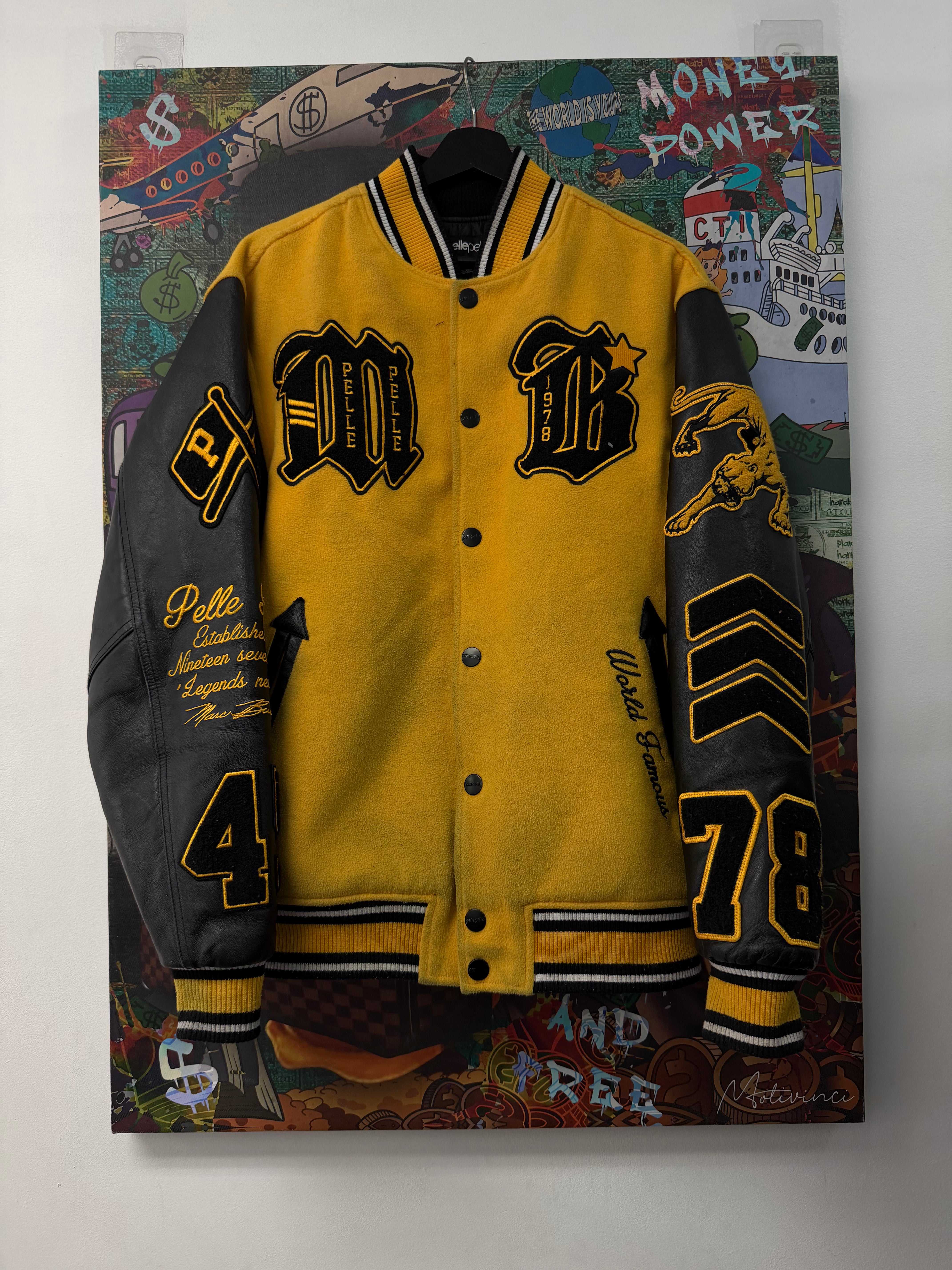 Pelle Pelle Black Yellow Varsity Jacket