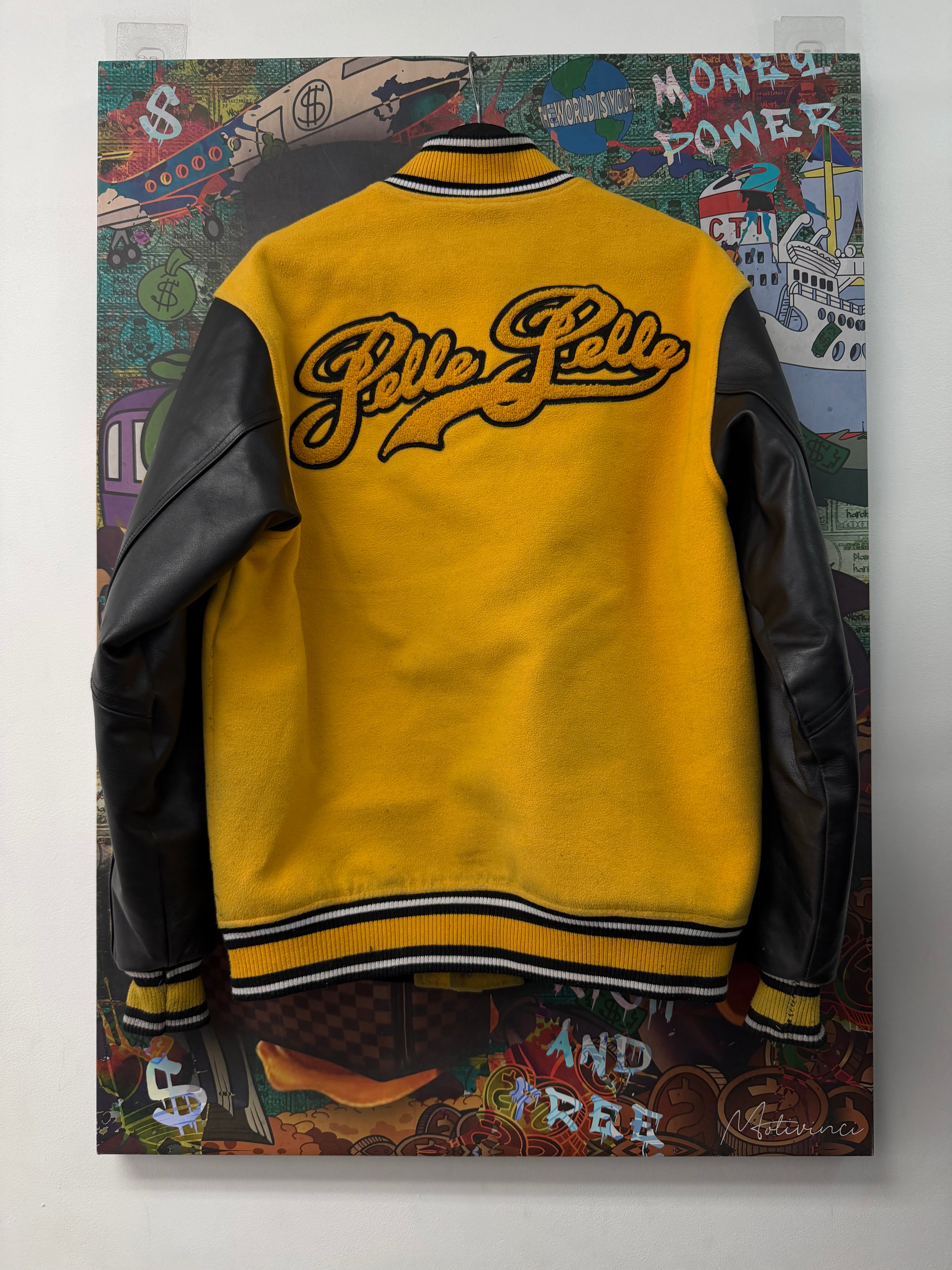Pelle Pelle Black Yellow Varsity Jacket