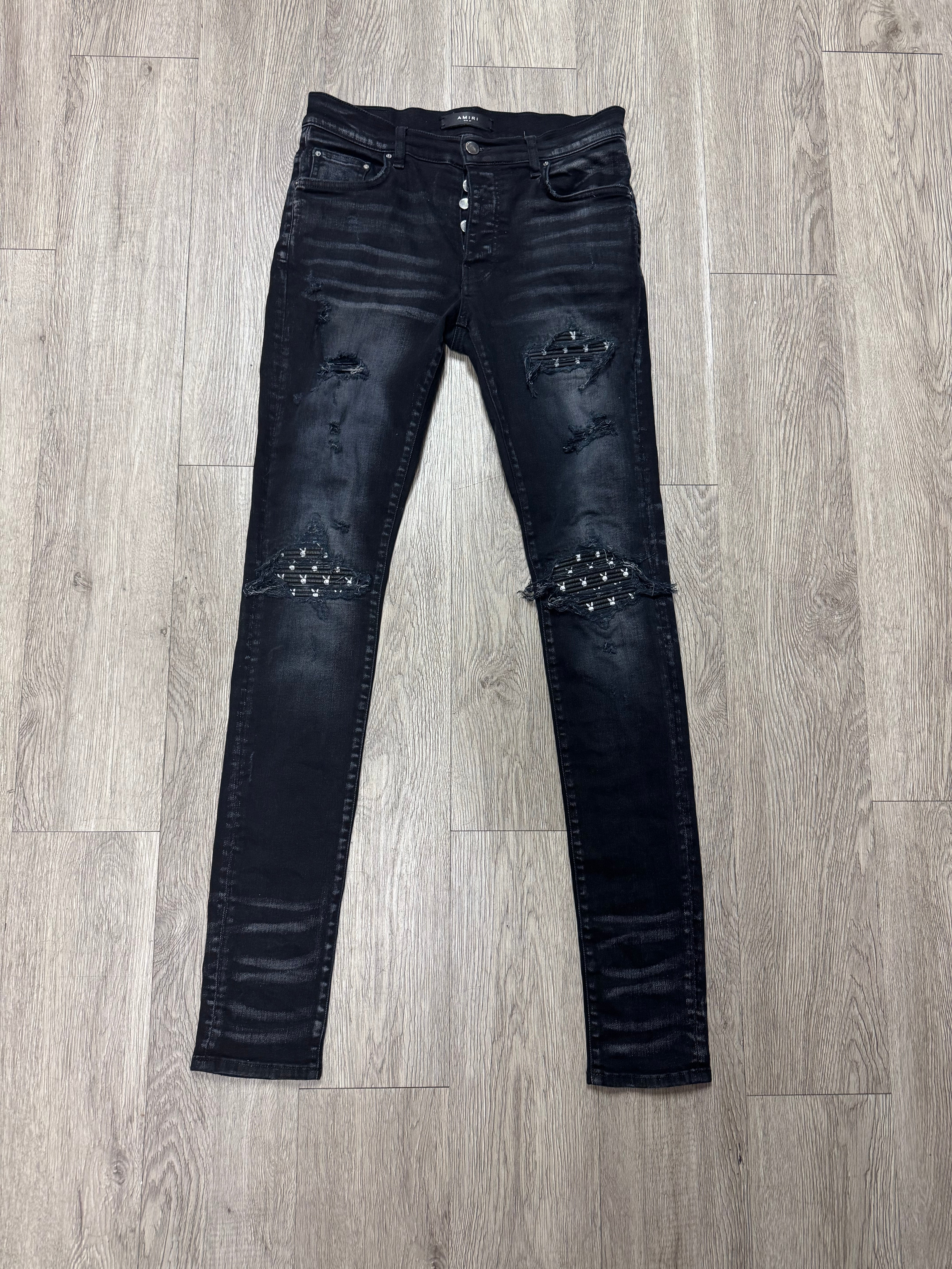 Amiri Black Wash Playboy Patch MX1 Jeans