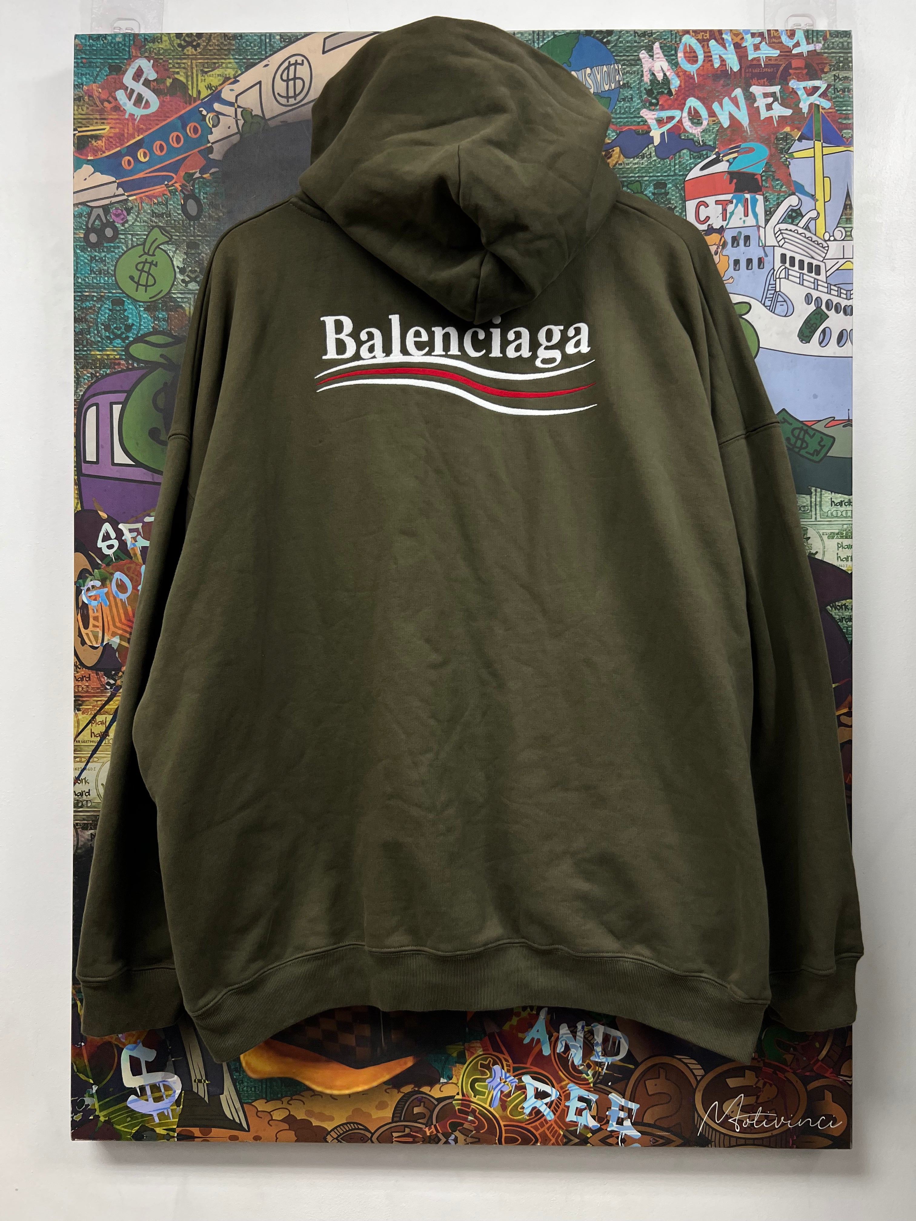 Balenciaga Olive Campaign Logo Hoodie