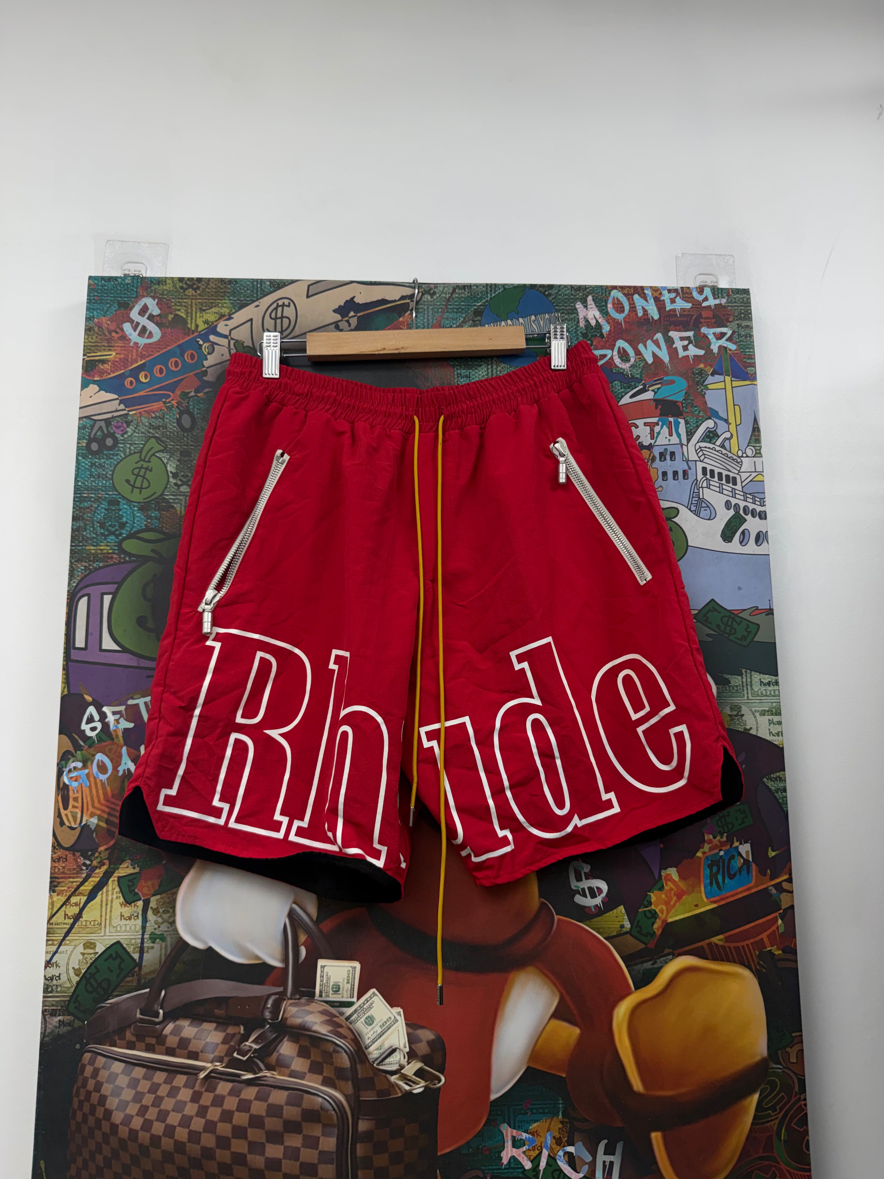Rhude Red White Logo Shorts