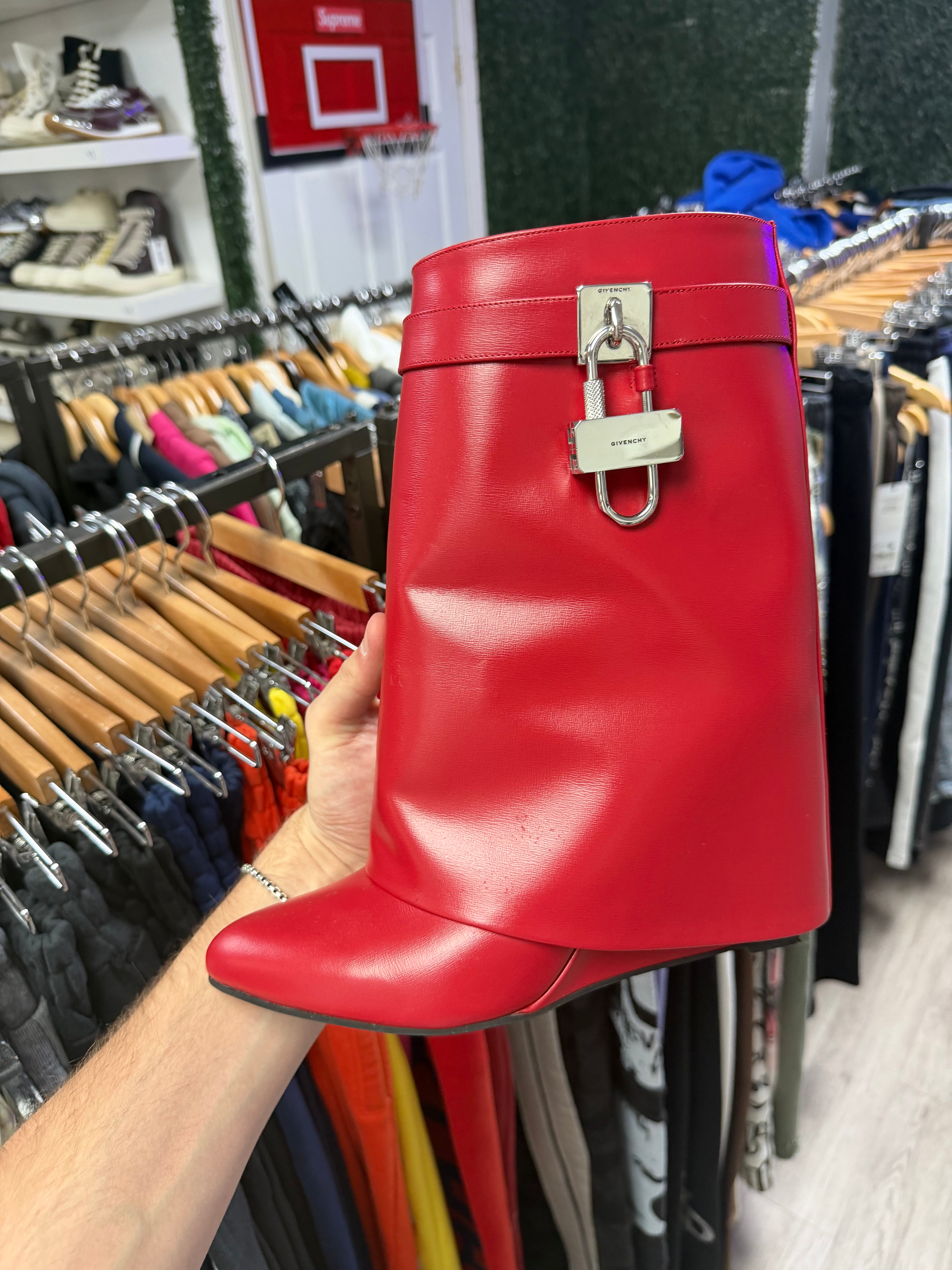 Givenchy Red Ankle Shark Boots