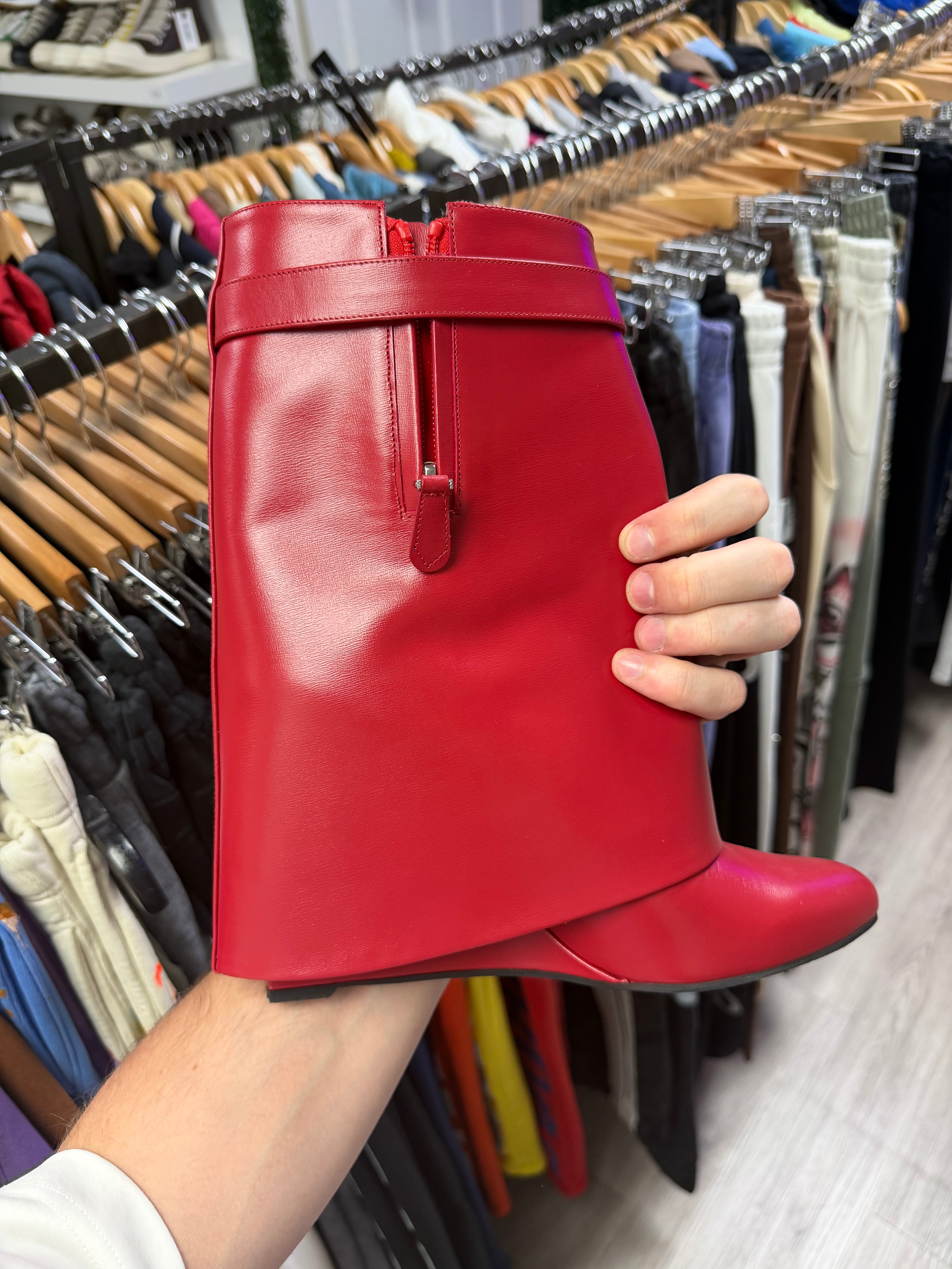Givenchy Red Ankle Shark Boots