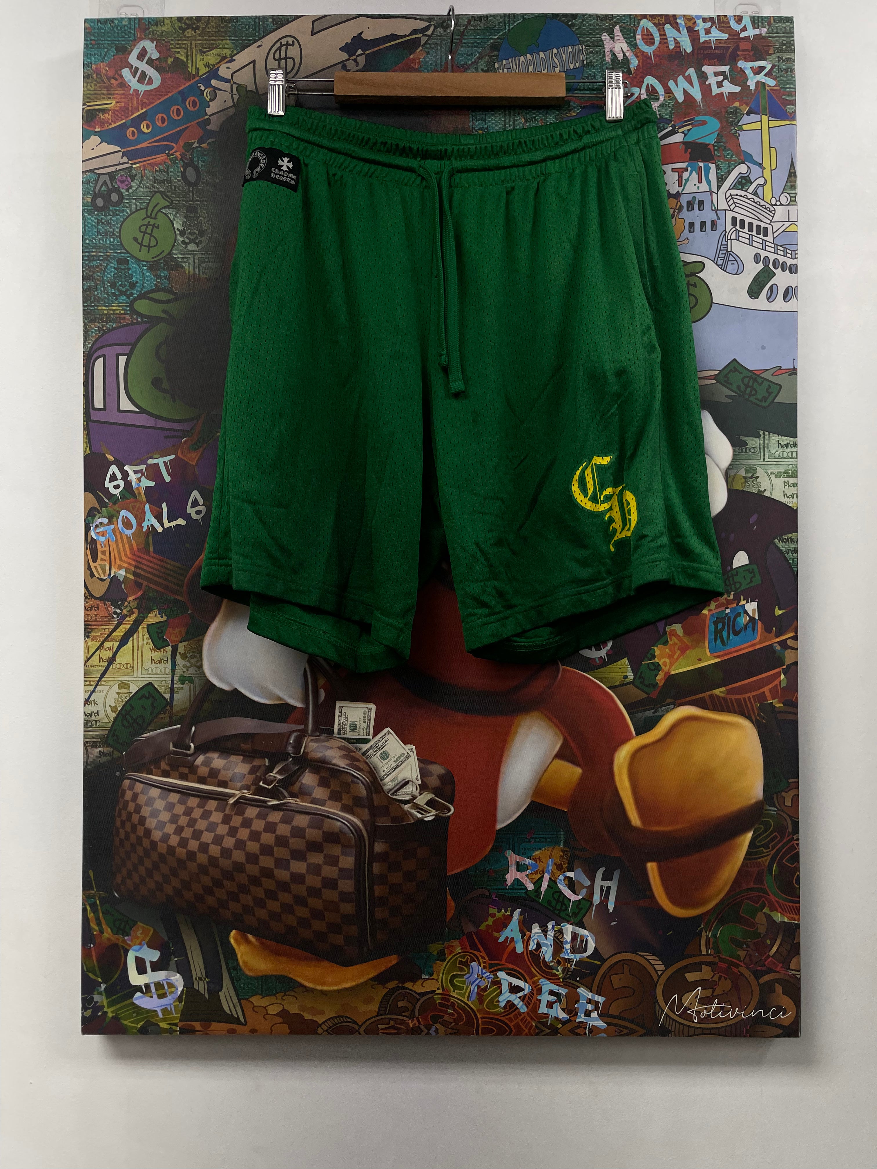 Chrome Hearts Green Yellow CH Shorts