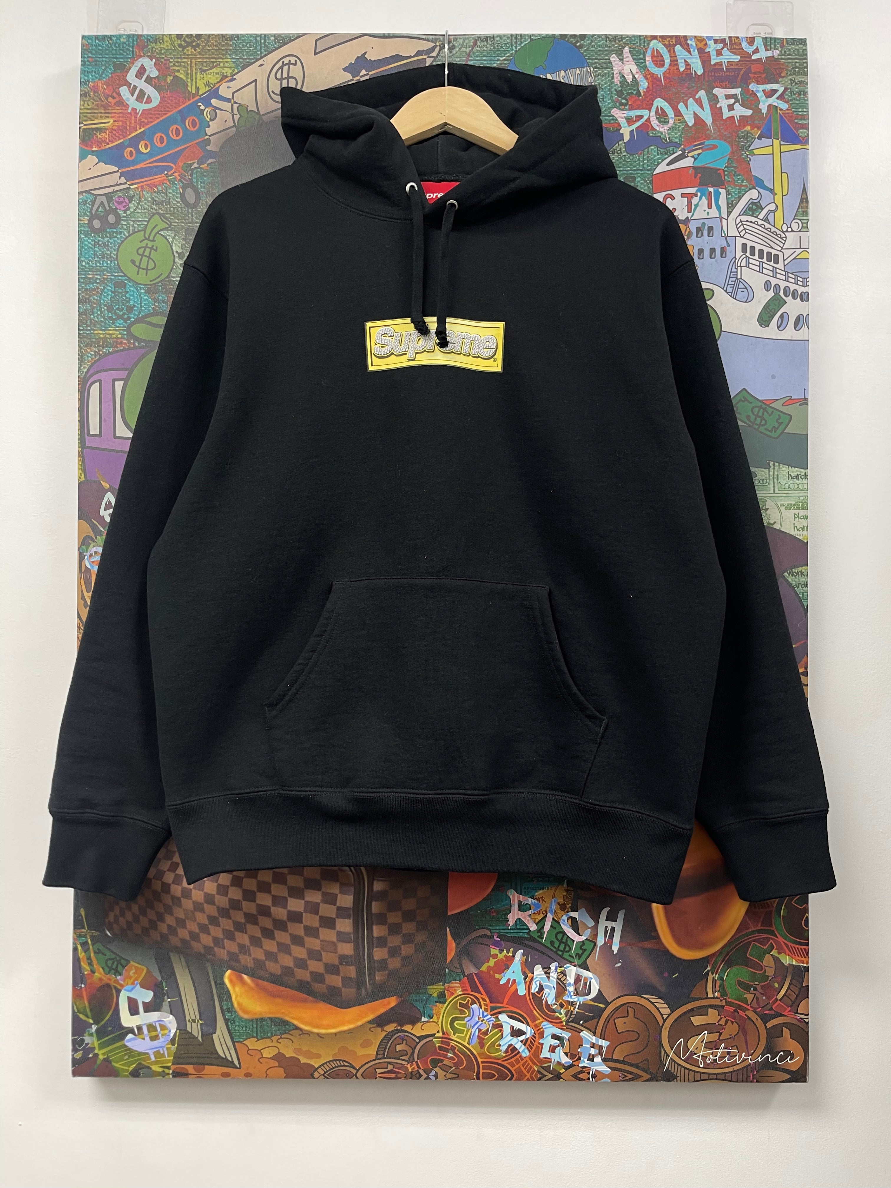Supreme Black Bling Box Logo Hoodie