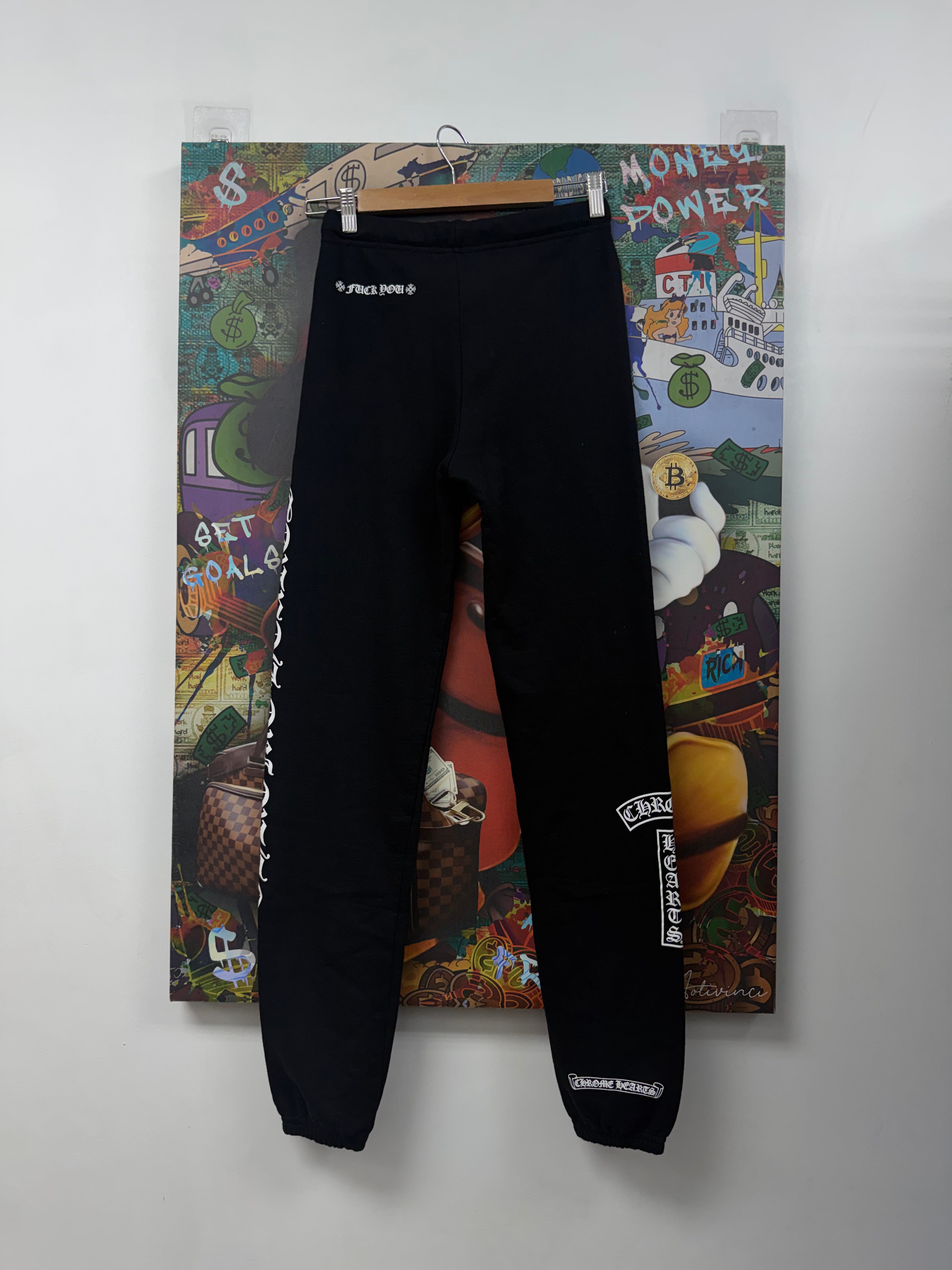 Chrome Hearts Black T-Bar Sweats (No Pockets)