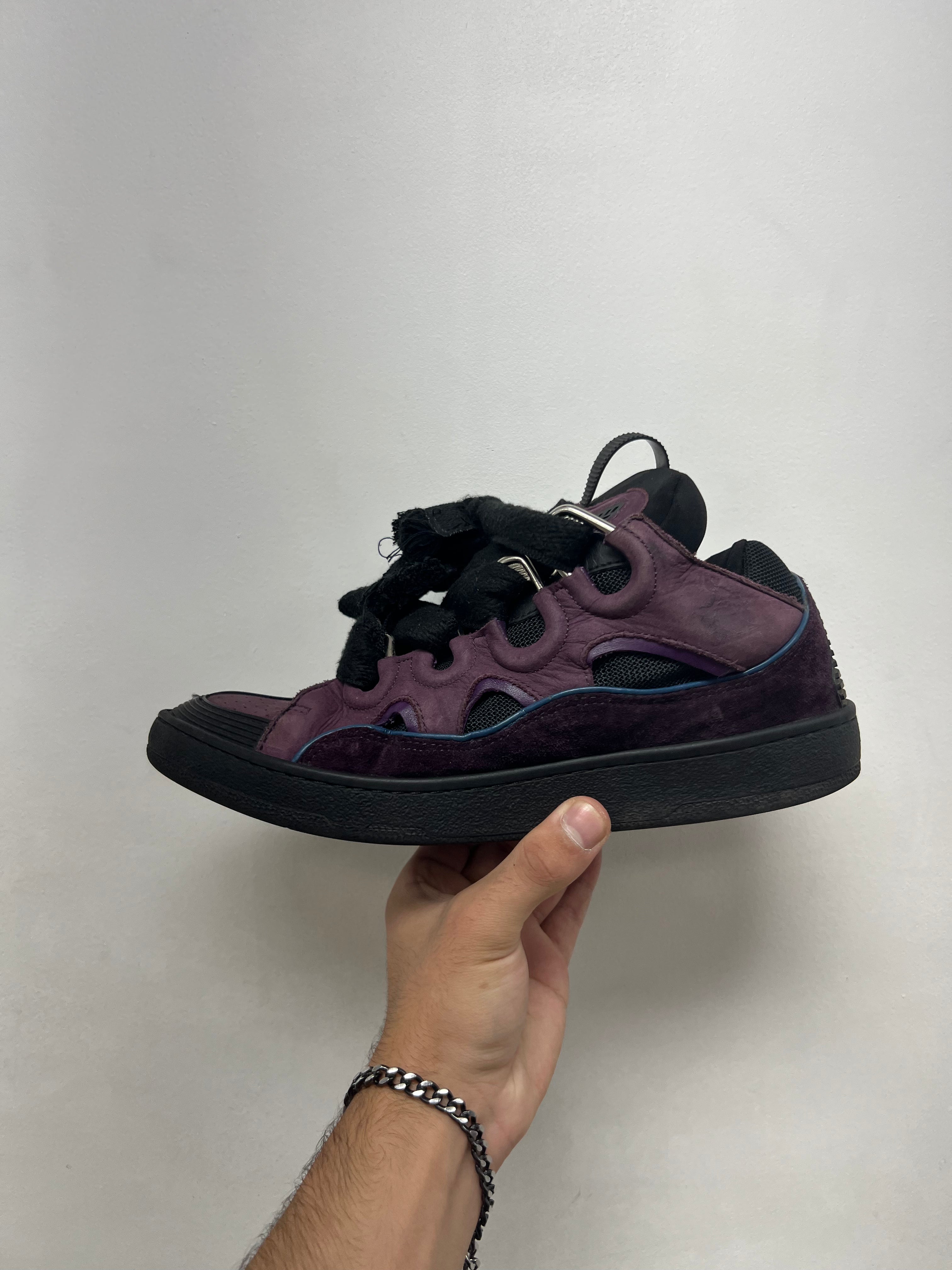 Lanvin Black Purple Curb Sneakers