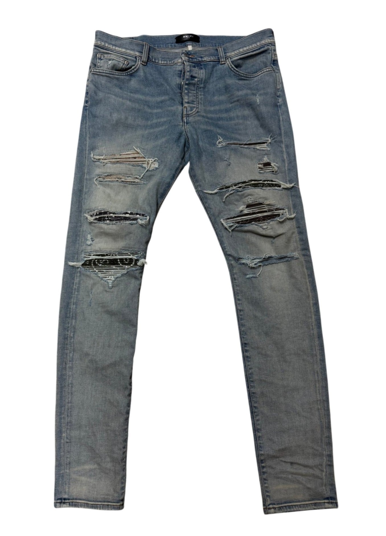 Amri Paisley Patch Light Wash, Brown & Olive Jeans