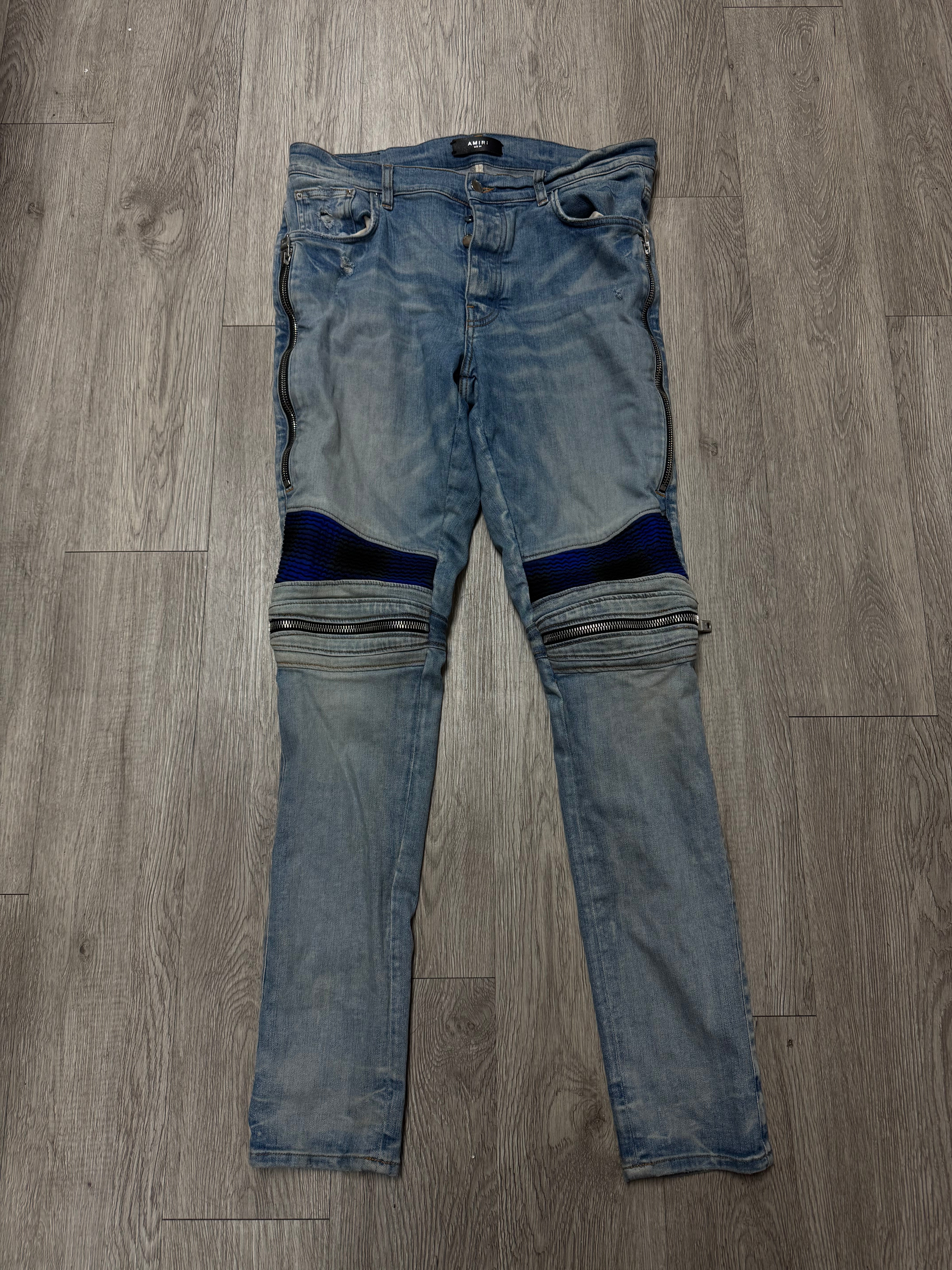 Amiri Mx2 Light Wash Blue Plaid Jeans