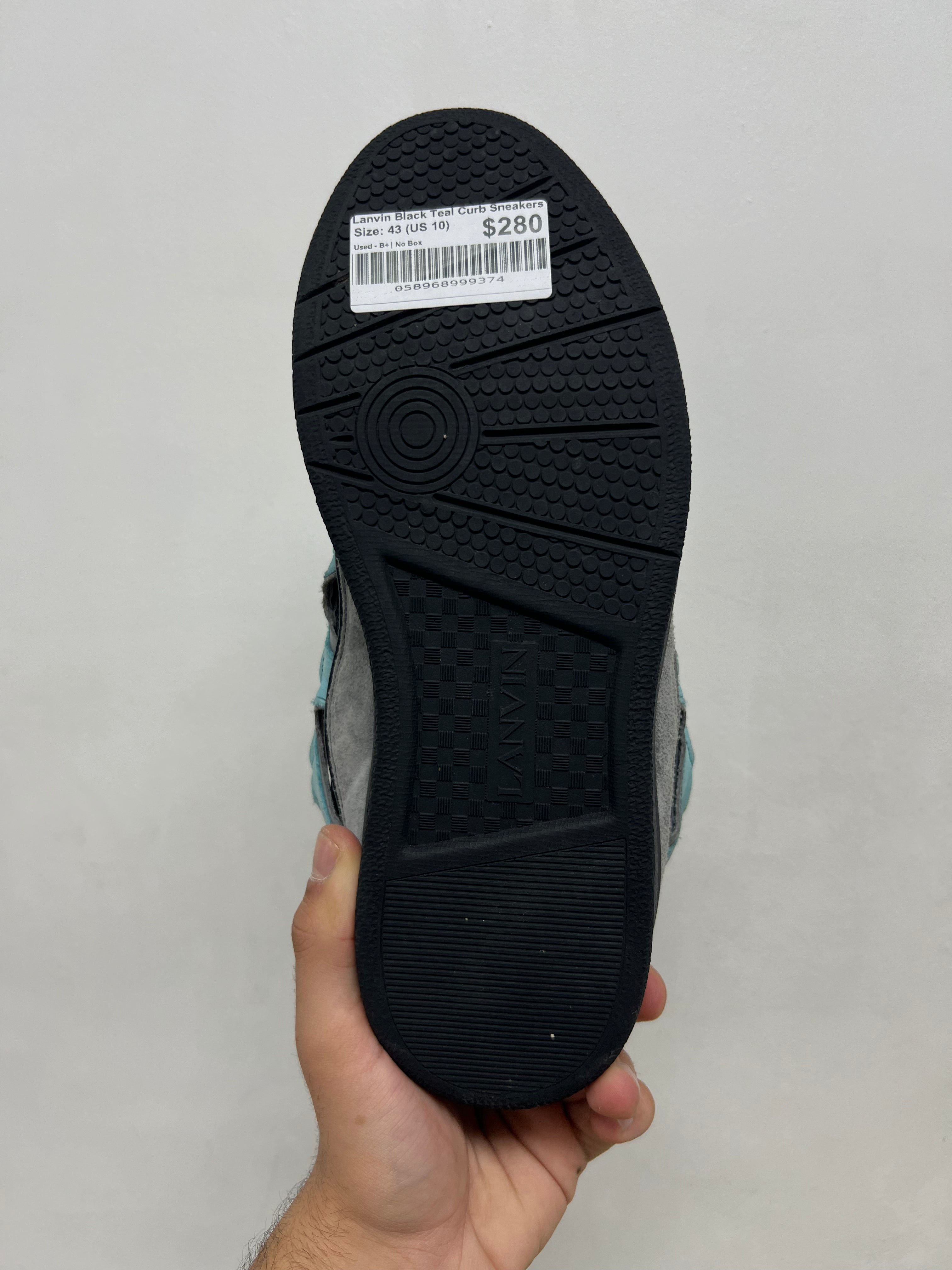 Lanvin Black Teal Curb Sneakers